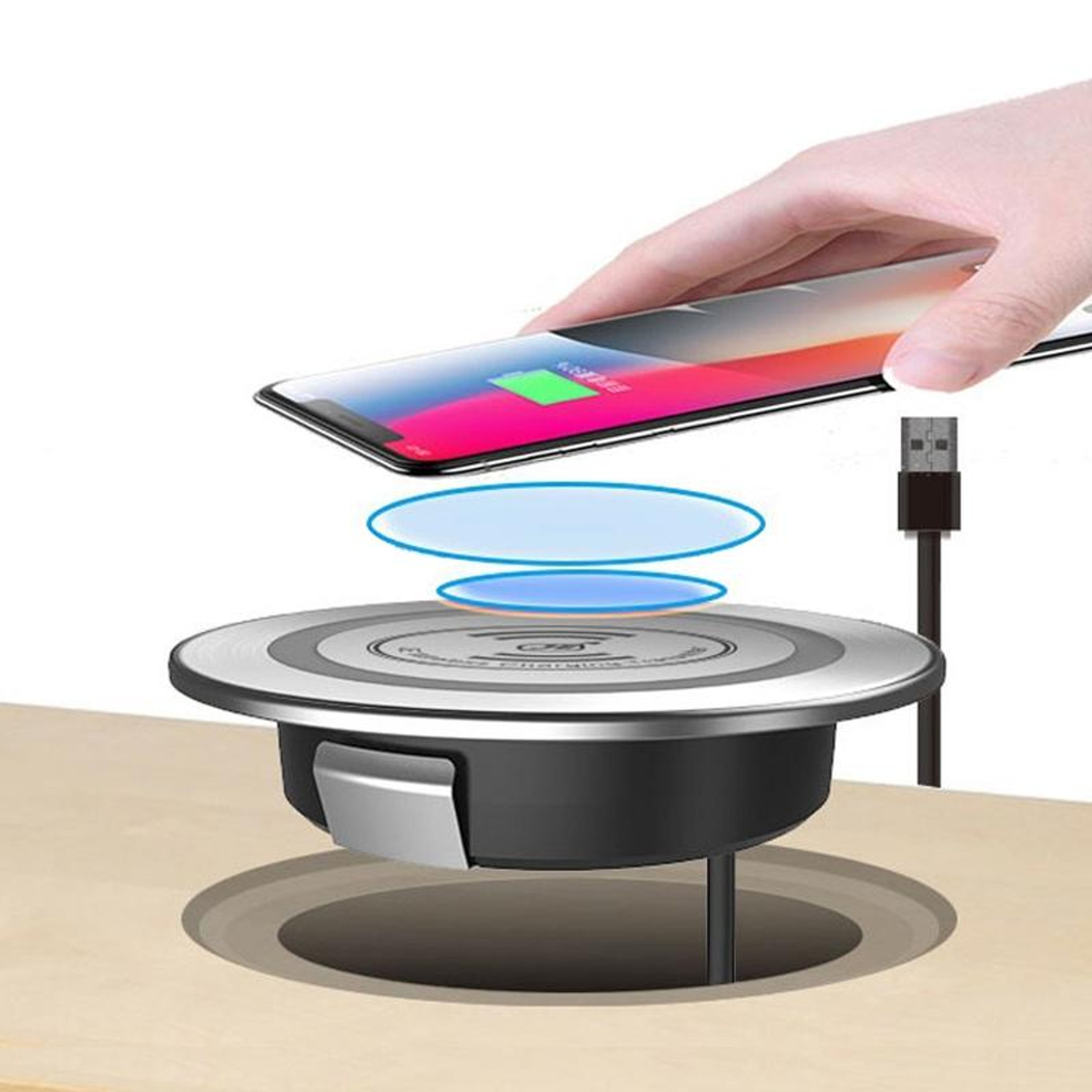 Embedded Desktop Wireless Charger PD USB Fast Charging Station 1.2m Cable – view 1