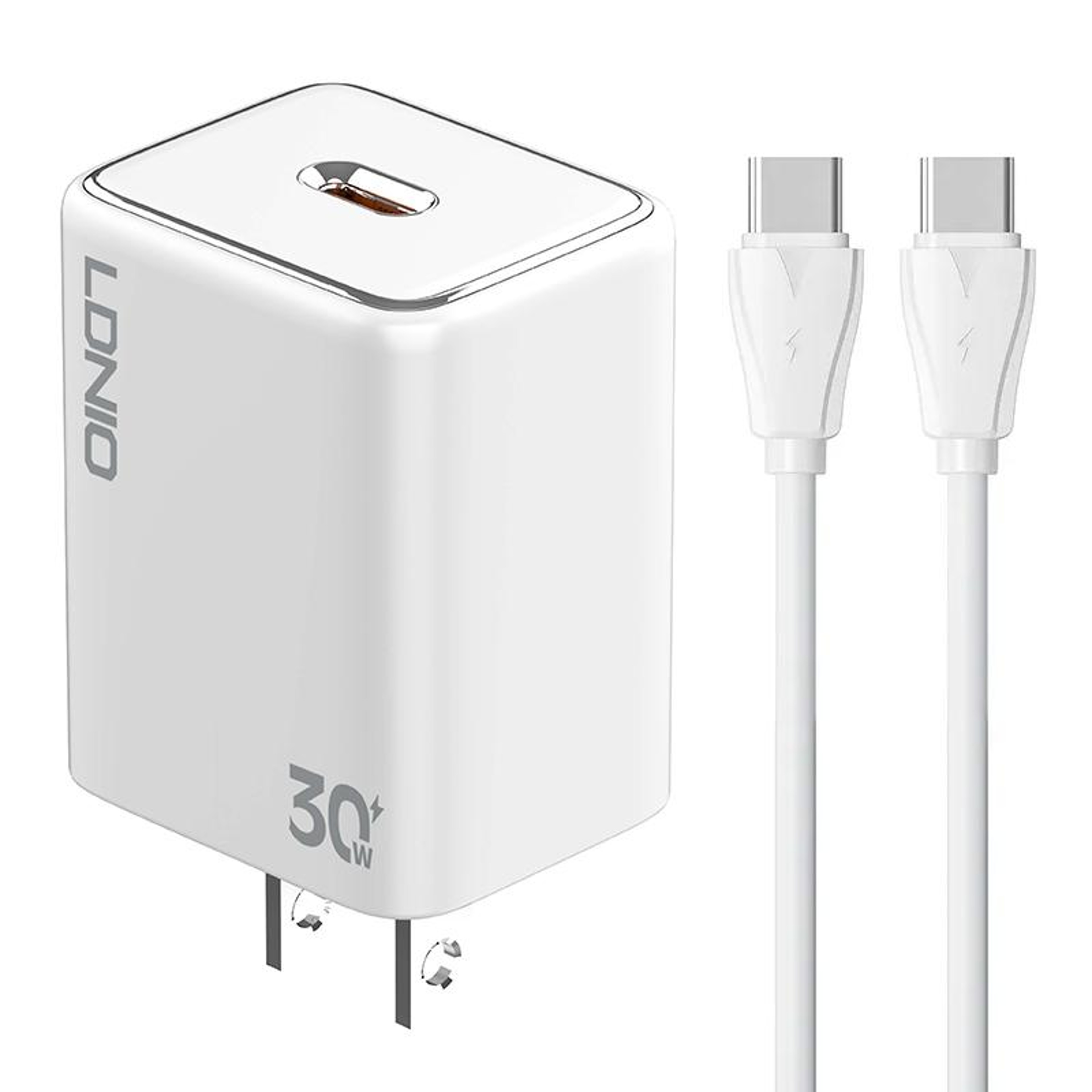 A1508C 30W USB-C PD Fast Charger with 1m Type-C Cable (White) – view 1