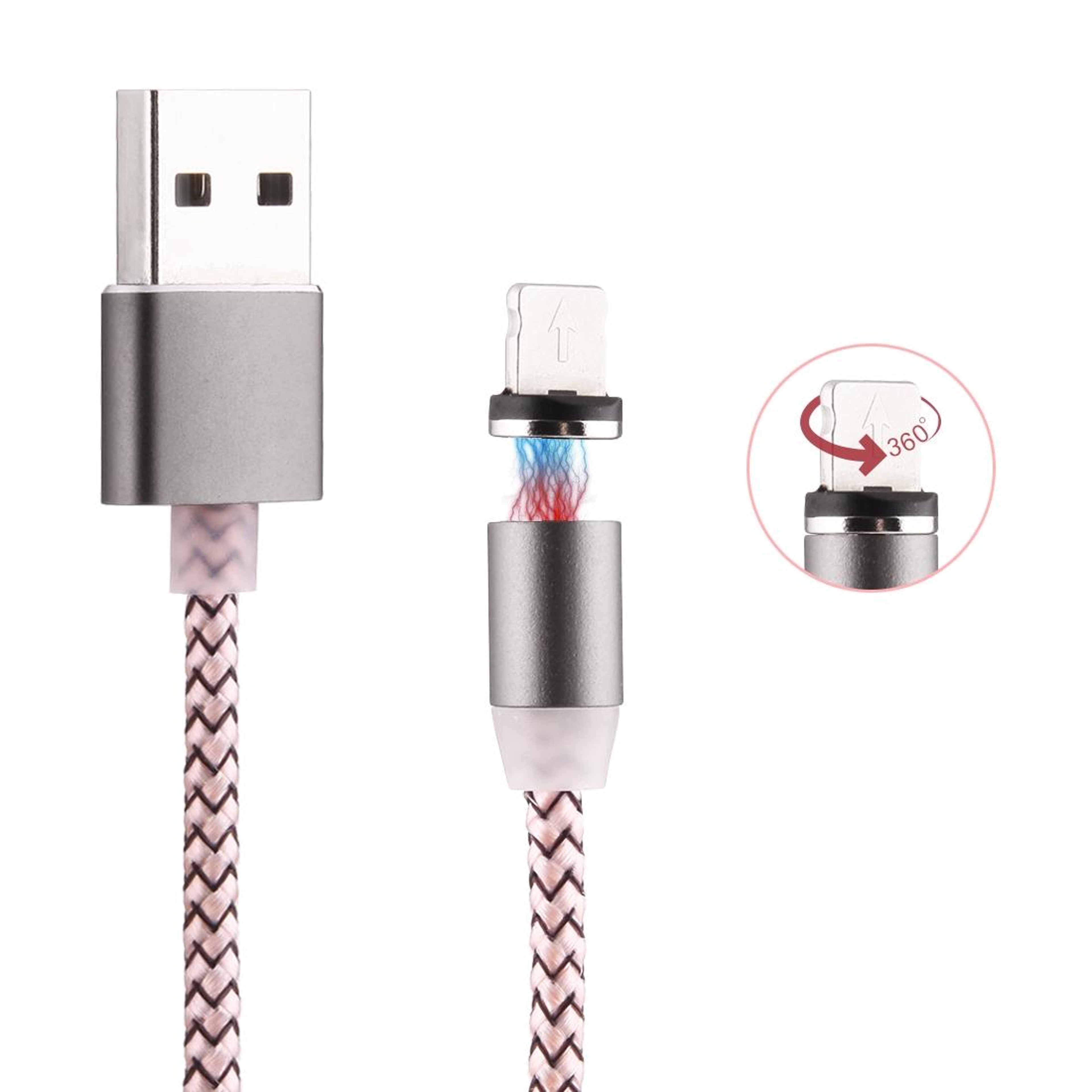 360 Degree Rotating Magnetic Lightning Charging Cable LED Indicator 1m Braided 8 Pin USB Cable – view 5
