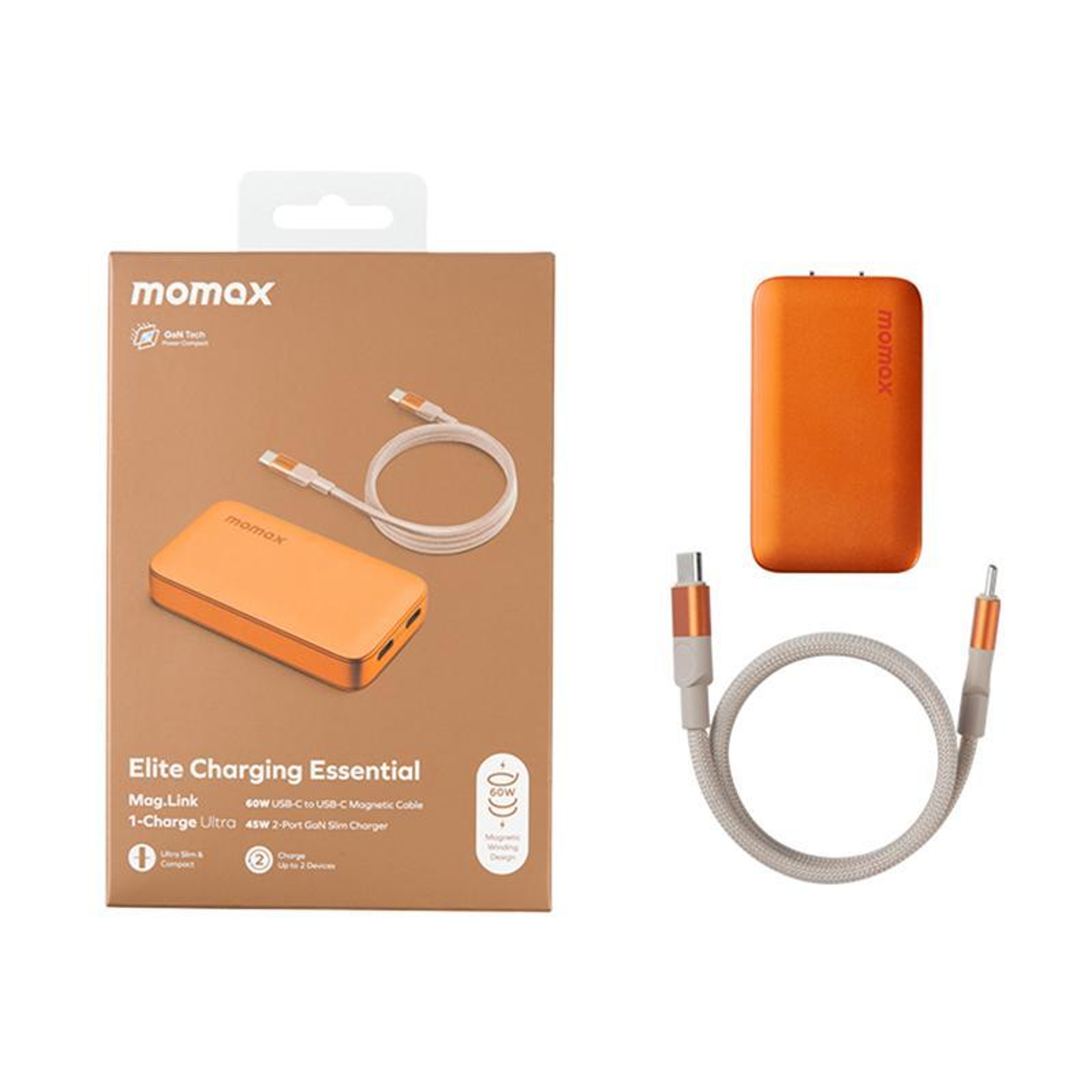 UM79 45W GaN Dual Port USB C PD Fast Charger Kit with Cable  Orange – view 2