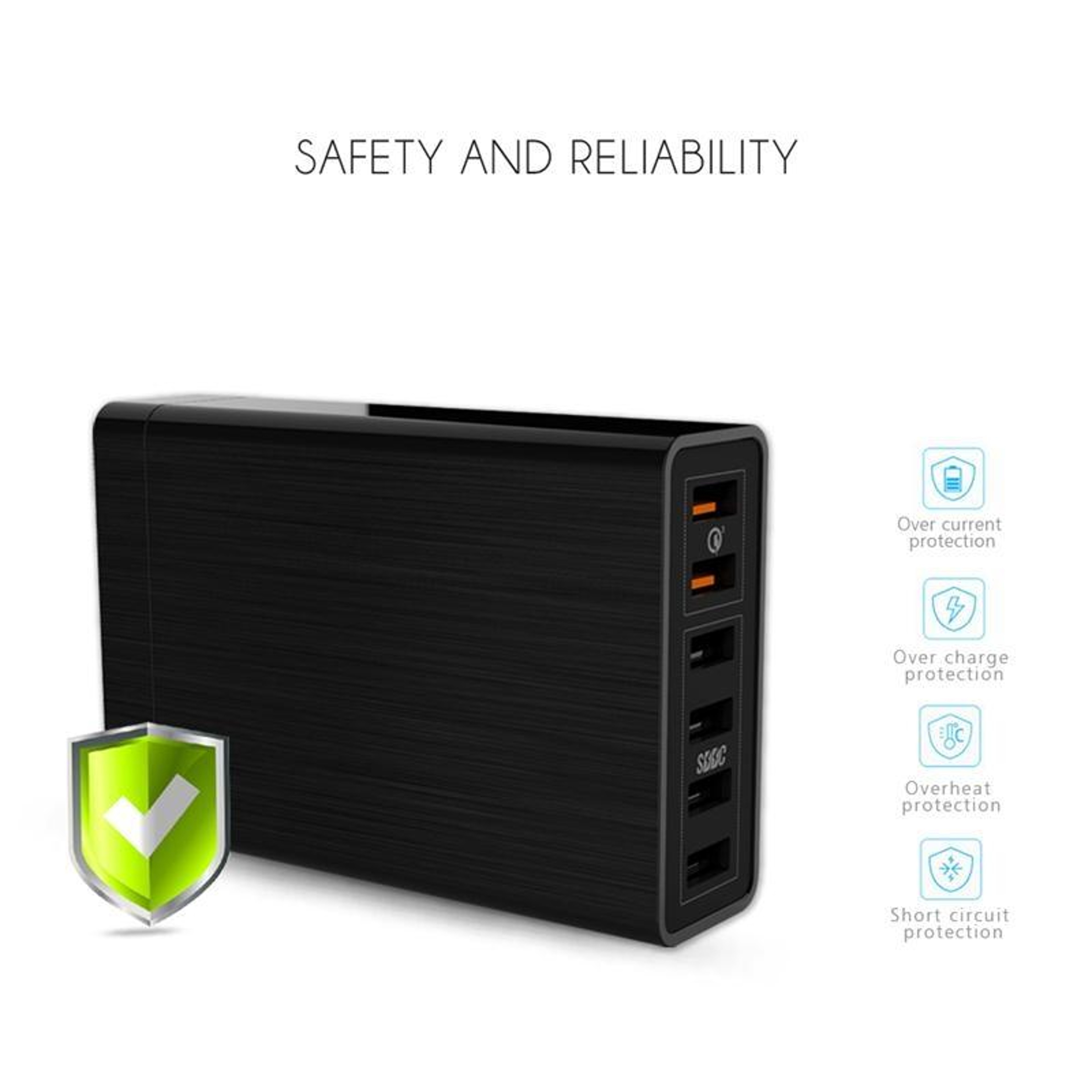 D620 6 Port USB Charger Quick Charge 3.0 Multi Port Fast Charging Station – view 9