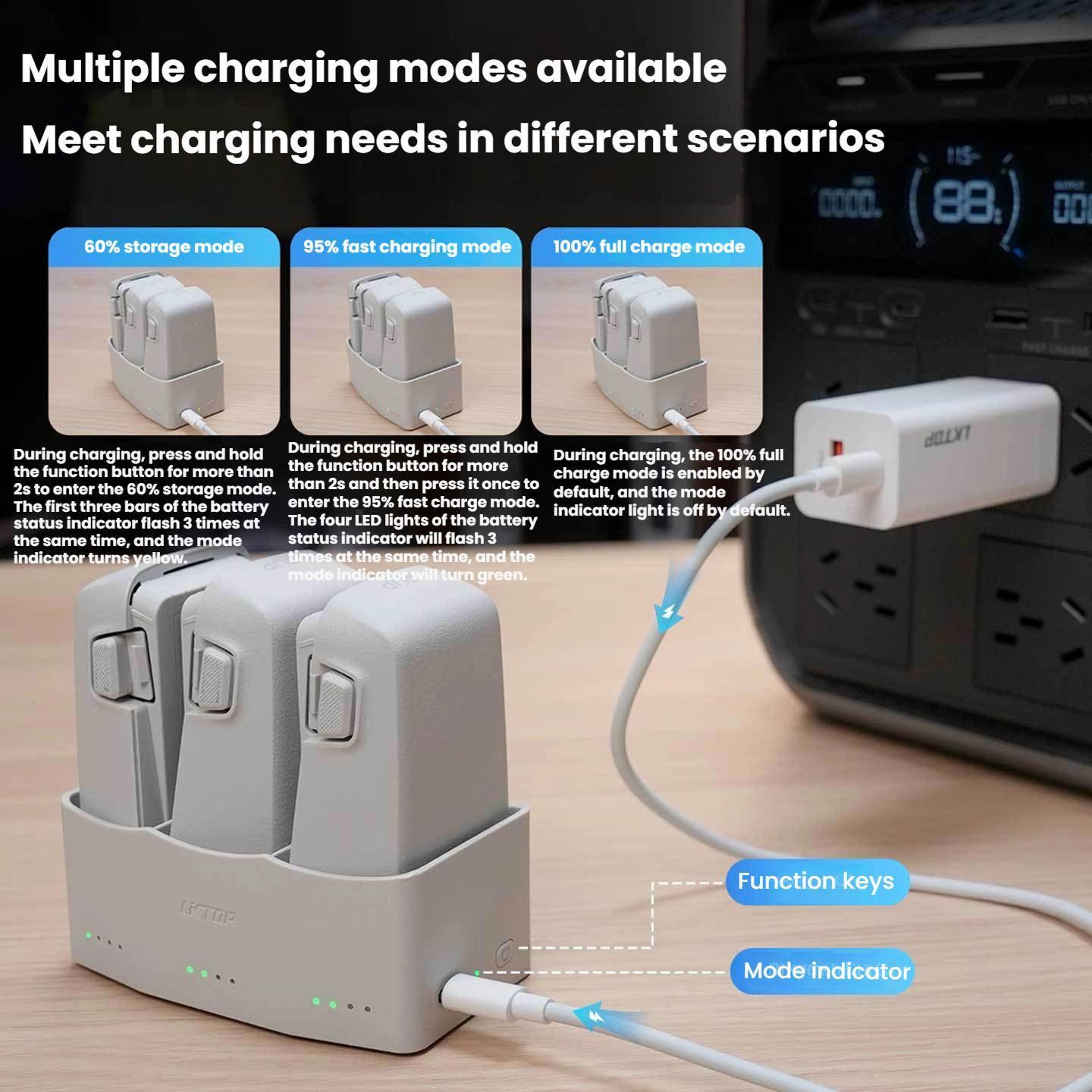 DJI Flip Battery Charger 65W 3 Channel Smart Charging Hub for Fast Drone Power Management – view 4