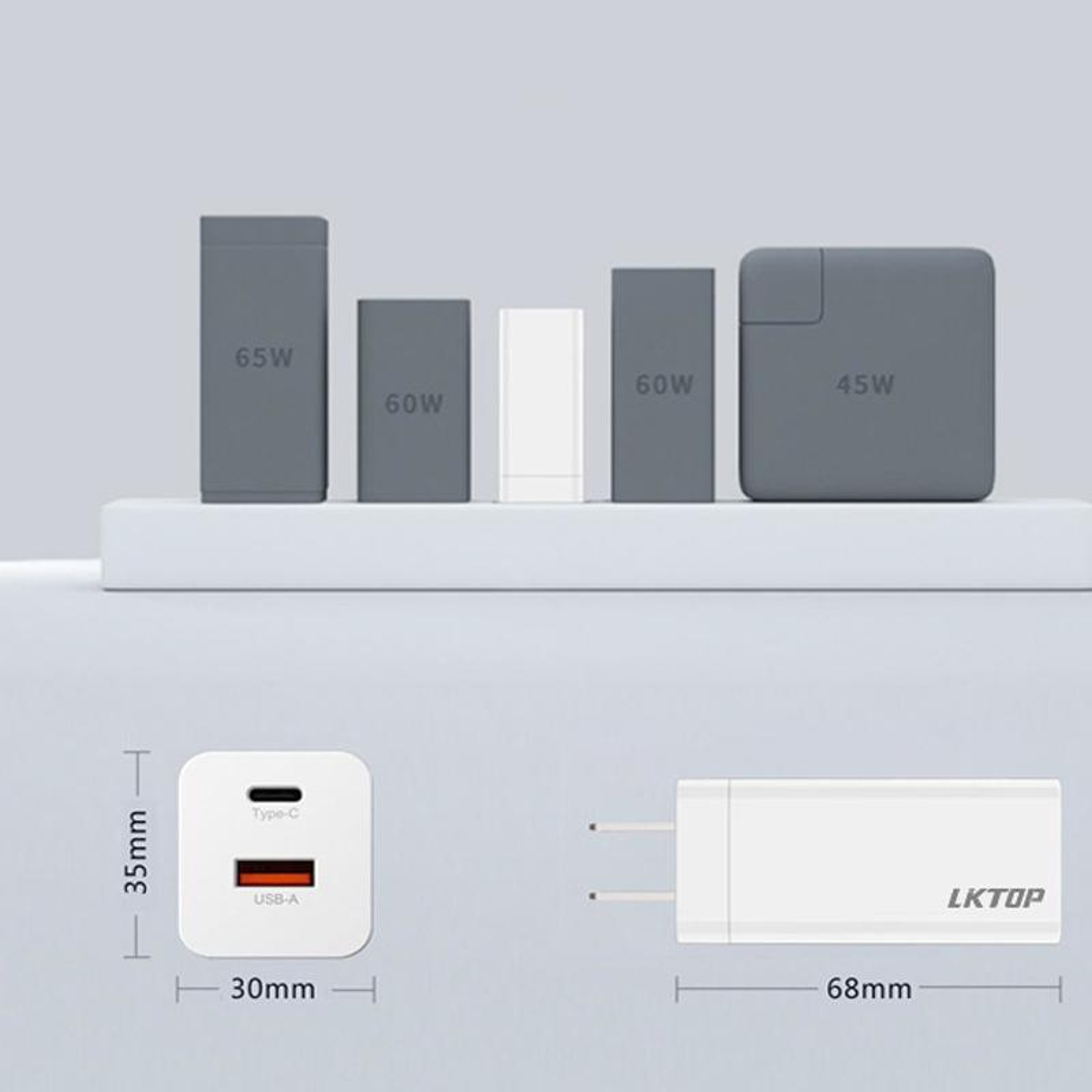 DJI Mavic 65W GaN Charger USB-C USB-A Fast Charging Adapter for Drone and Controller – view 3