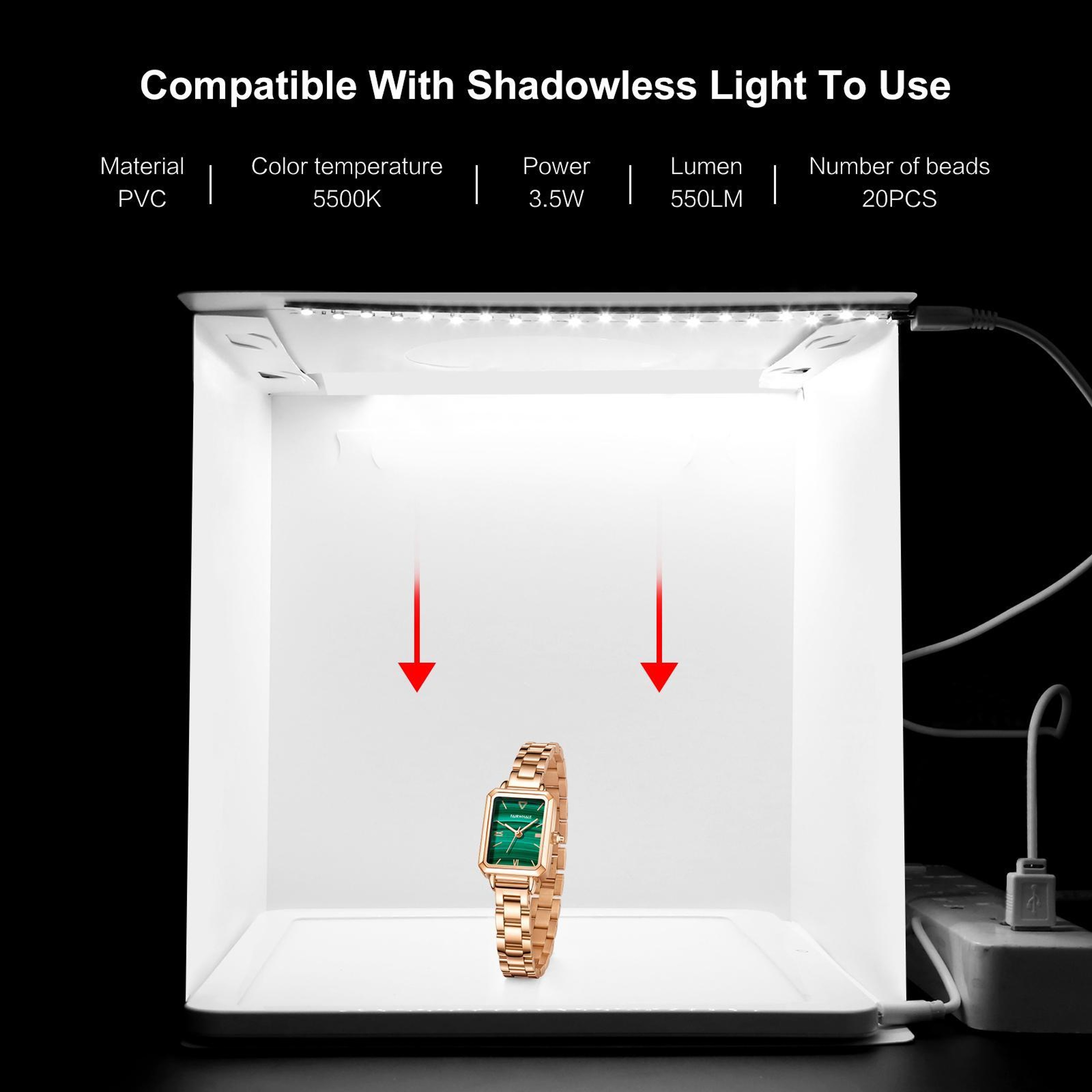 Portable LED Photo Light Box Studio Kit 20cm Foldable with Backdrops for Product Photography – view 10
