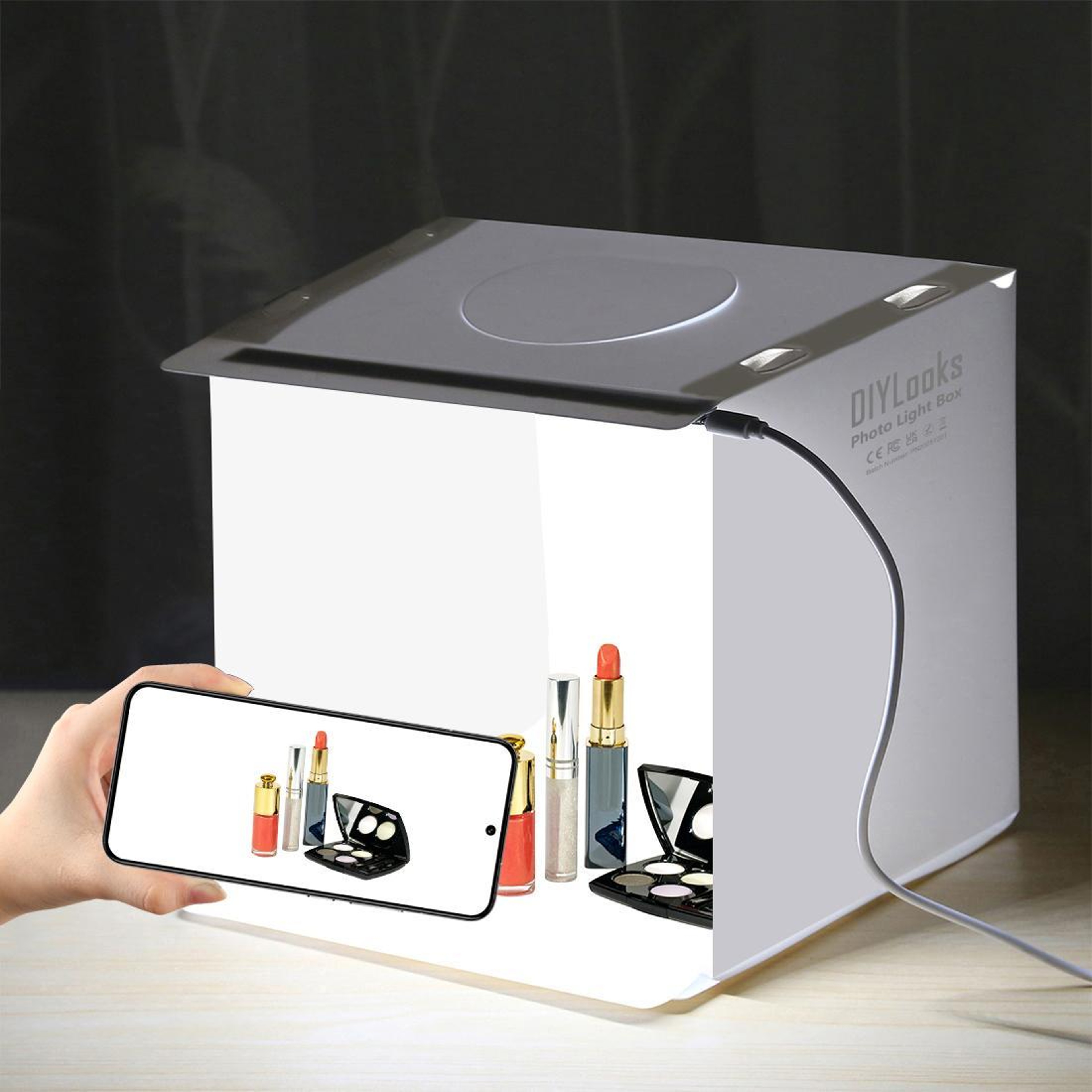 Portable LED Photo Light Box Studio Kit 20cm Foldable with Backdrops for Product Photography – view 12
