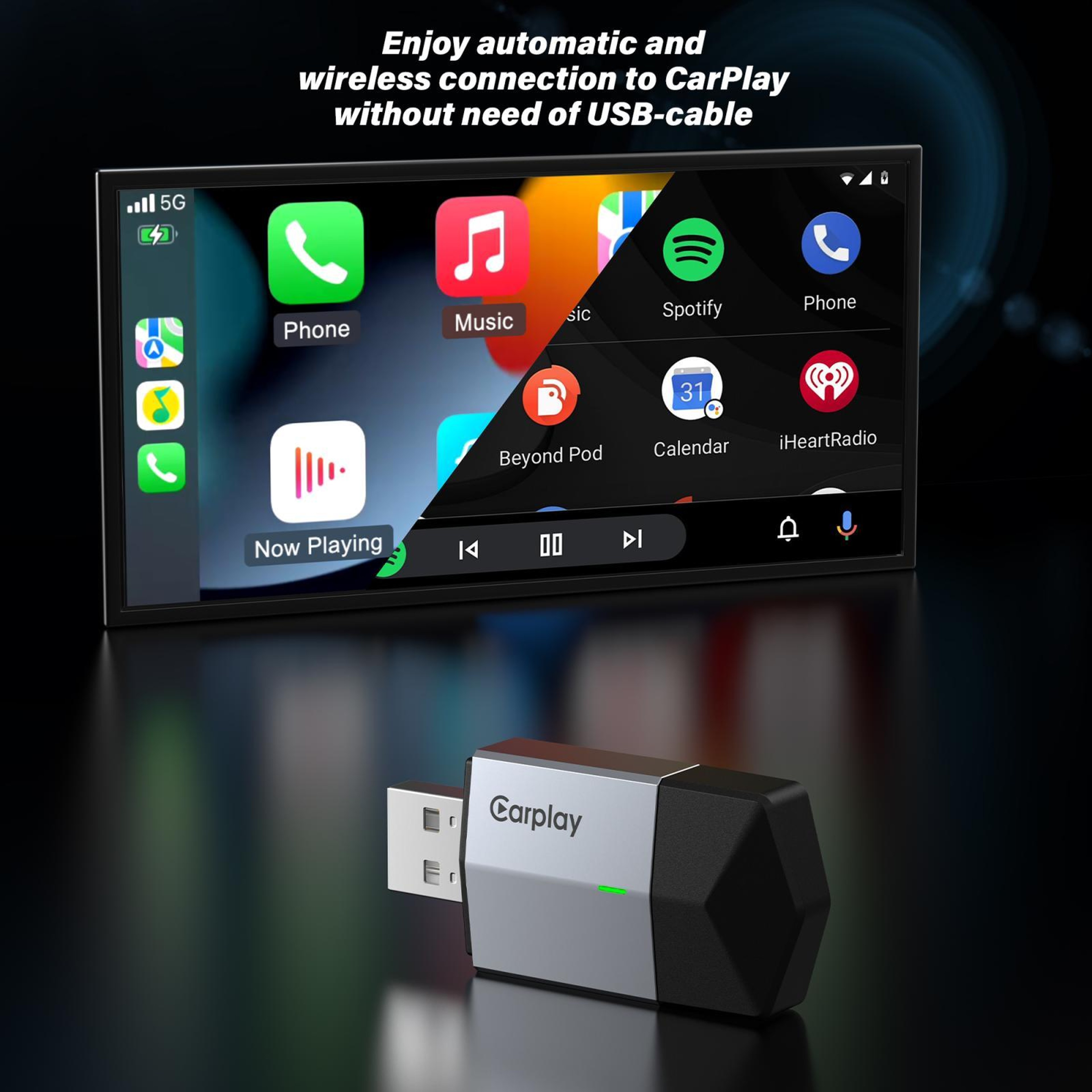 Wireless CarPlay & Android Auto Adapter USB-A USB-C Plug & Play Dual Port Car Connectivity Adapter – view 6