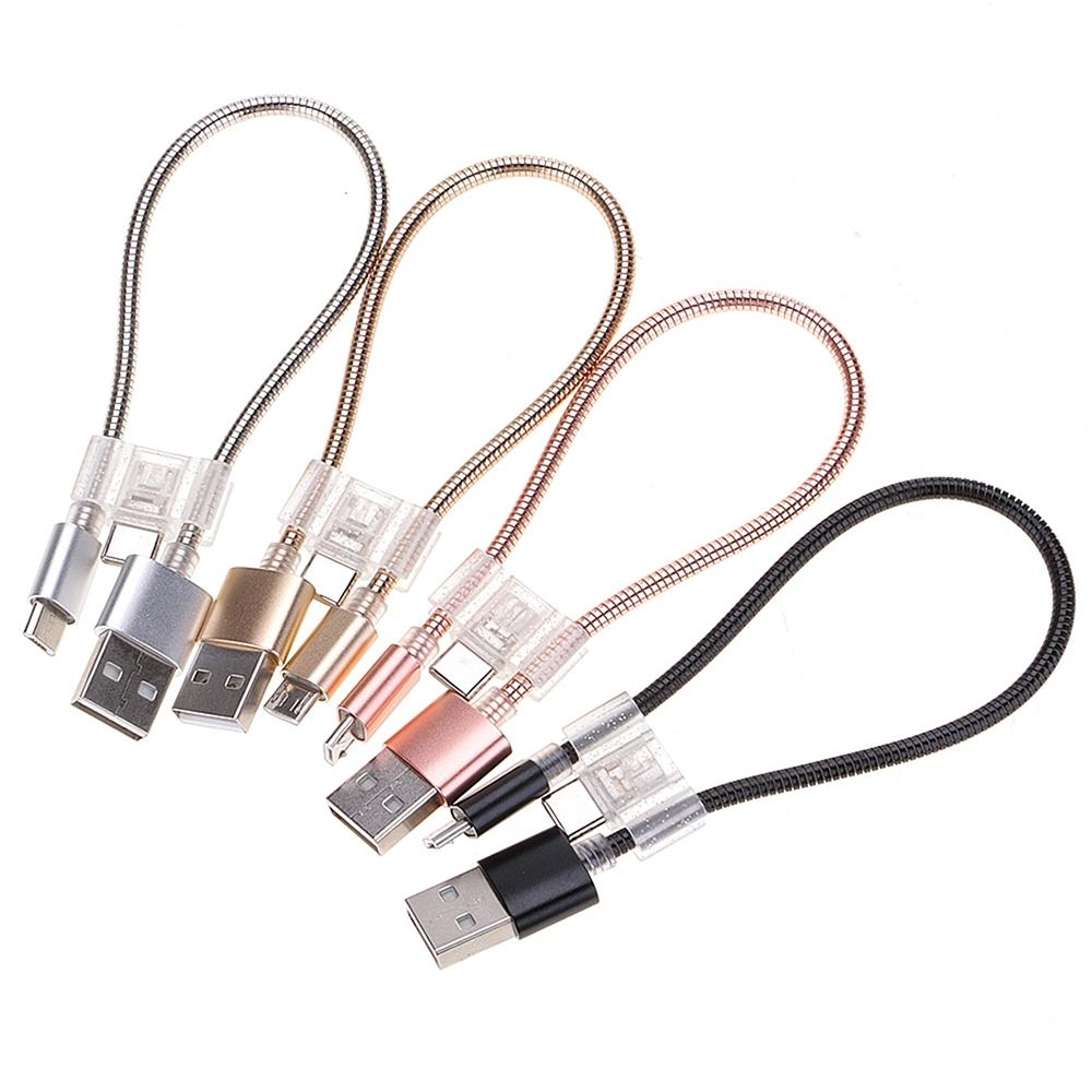 2-in-1 Flexible USB-C & Micro USB Fast Charging Cable 24cm Portable Data Sync Cord – view 4