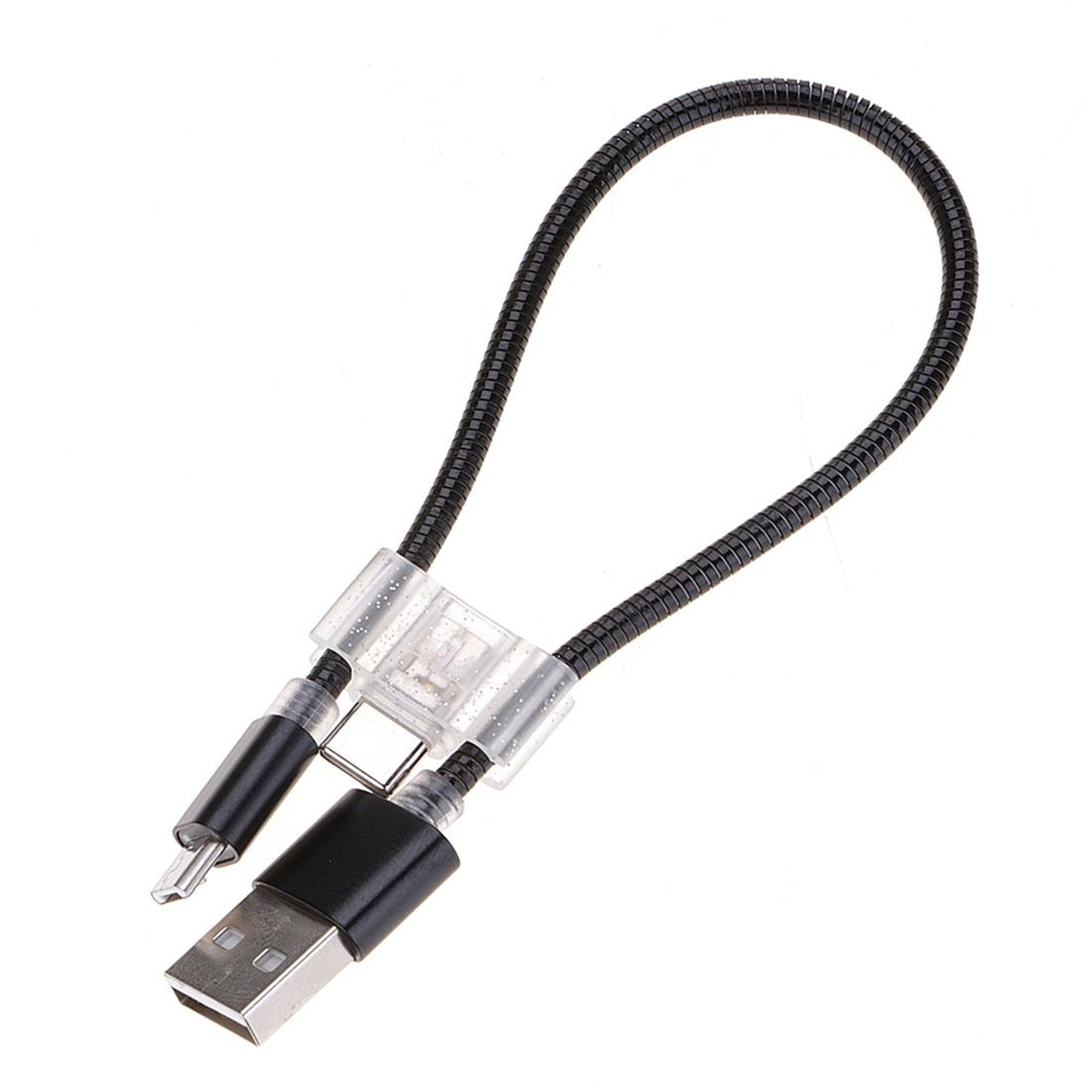 2-in-1 Flexible USB-C & Micro USB Fast Charging Cable 24cm Portable Data Sync Cord – view 3