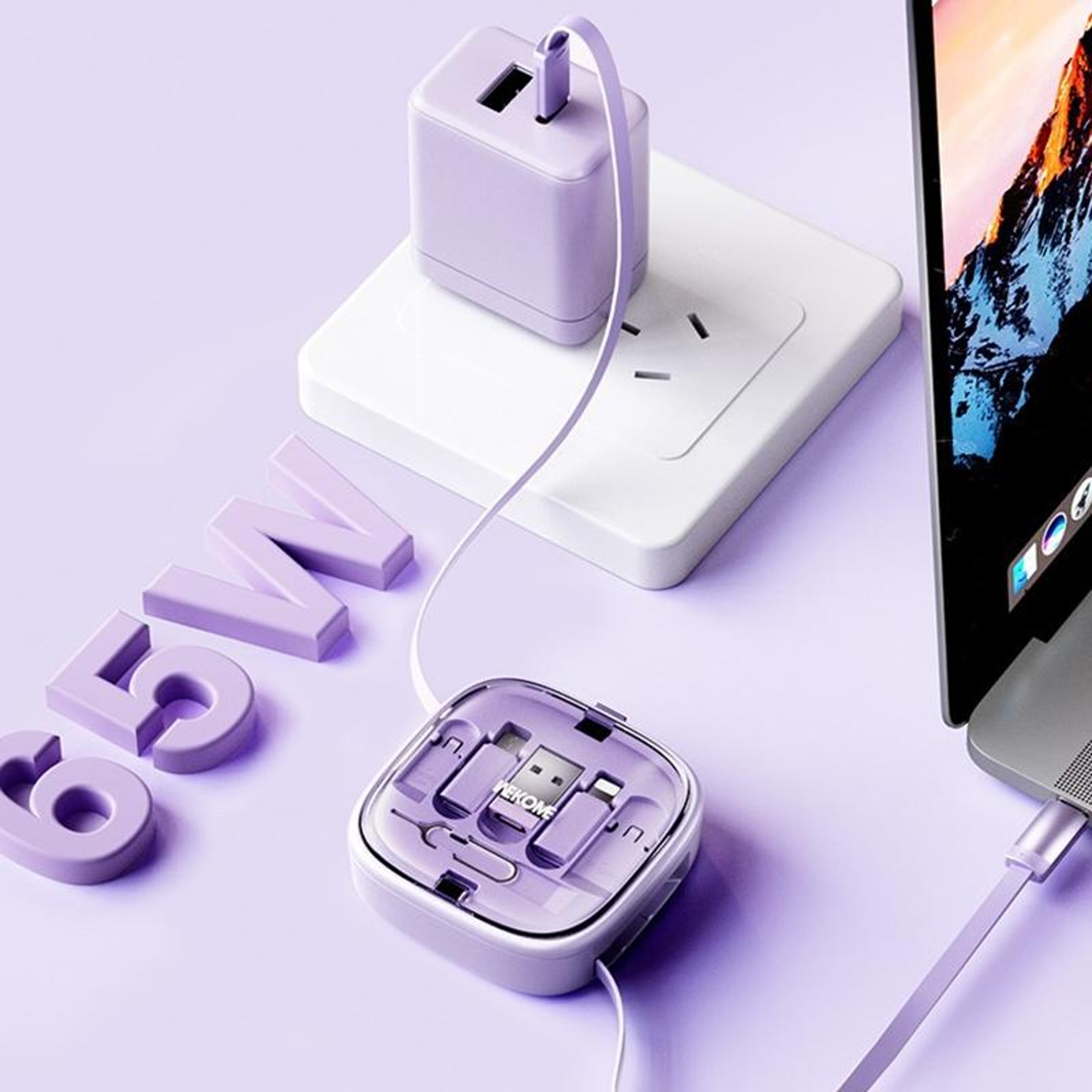 WK Pioneer 65W Multi Charging Cable Kit with Retractable USB-C Fast Charging & Phone Stand – view 12