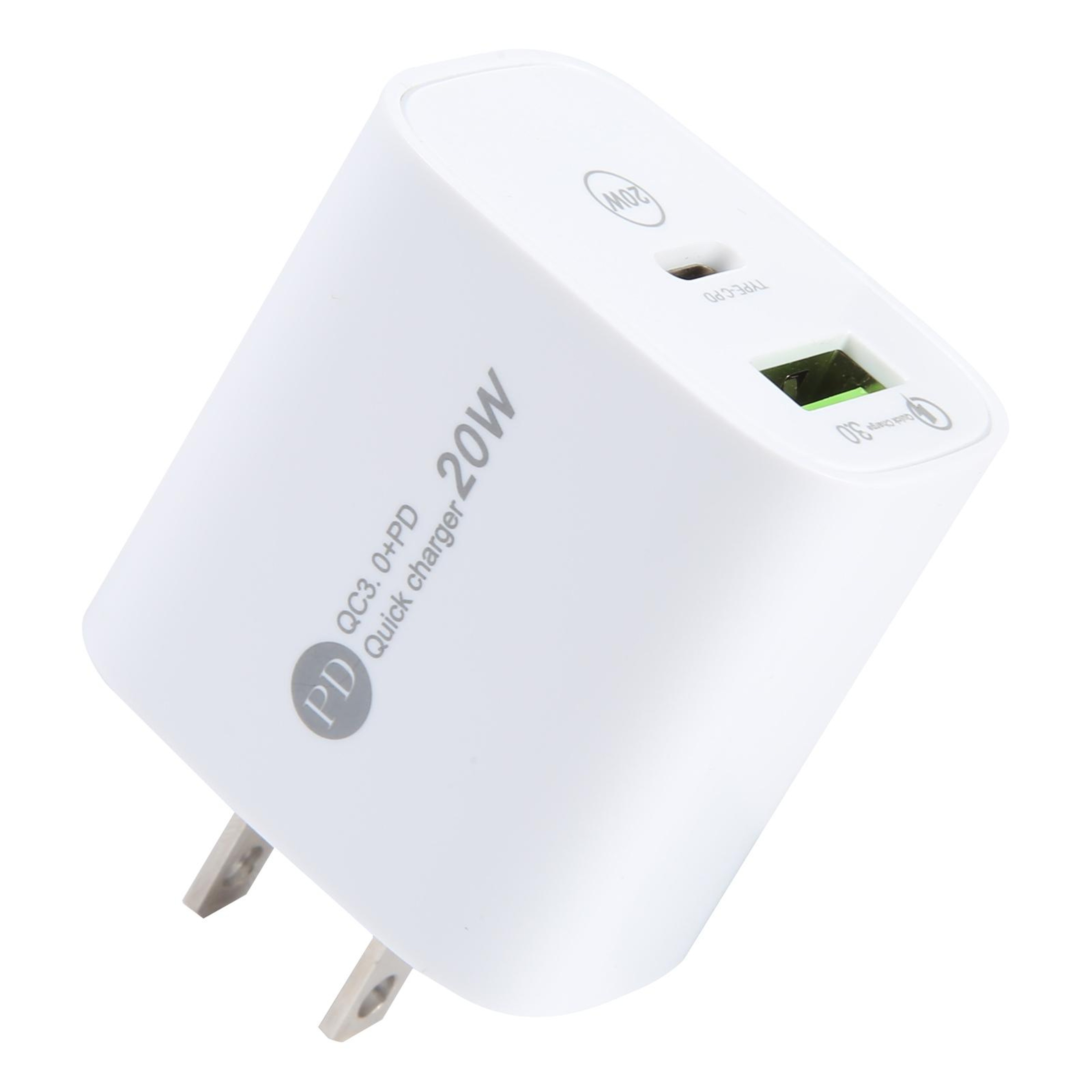 20W Dual Port Fast Wall Charger USB-C PD & QC 3.0 Compact Travel Charging Adapter – view 1