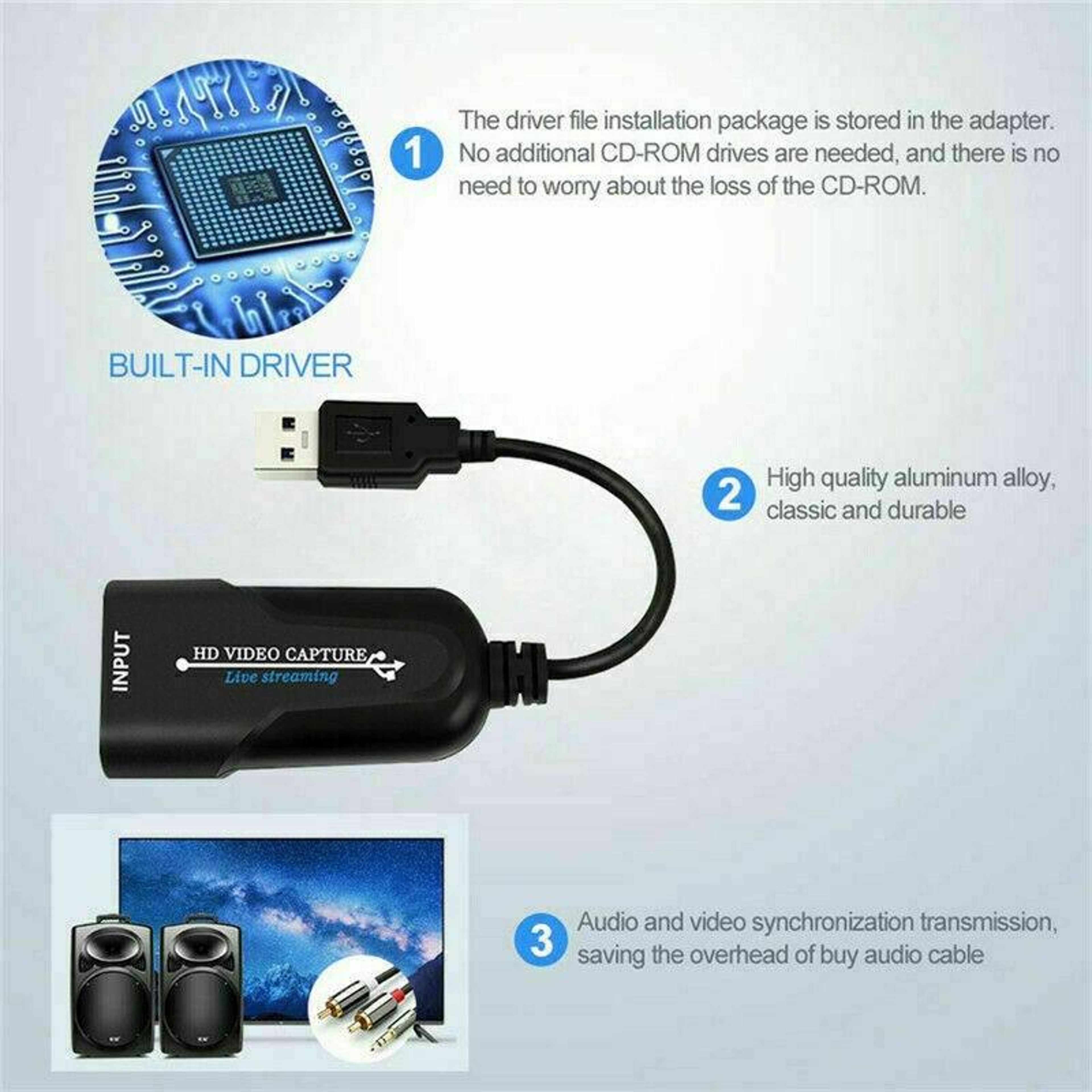 Professional USB 3.0 Capture Card  HDMI to USB Video Capture 1080p60 UVC – view 9