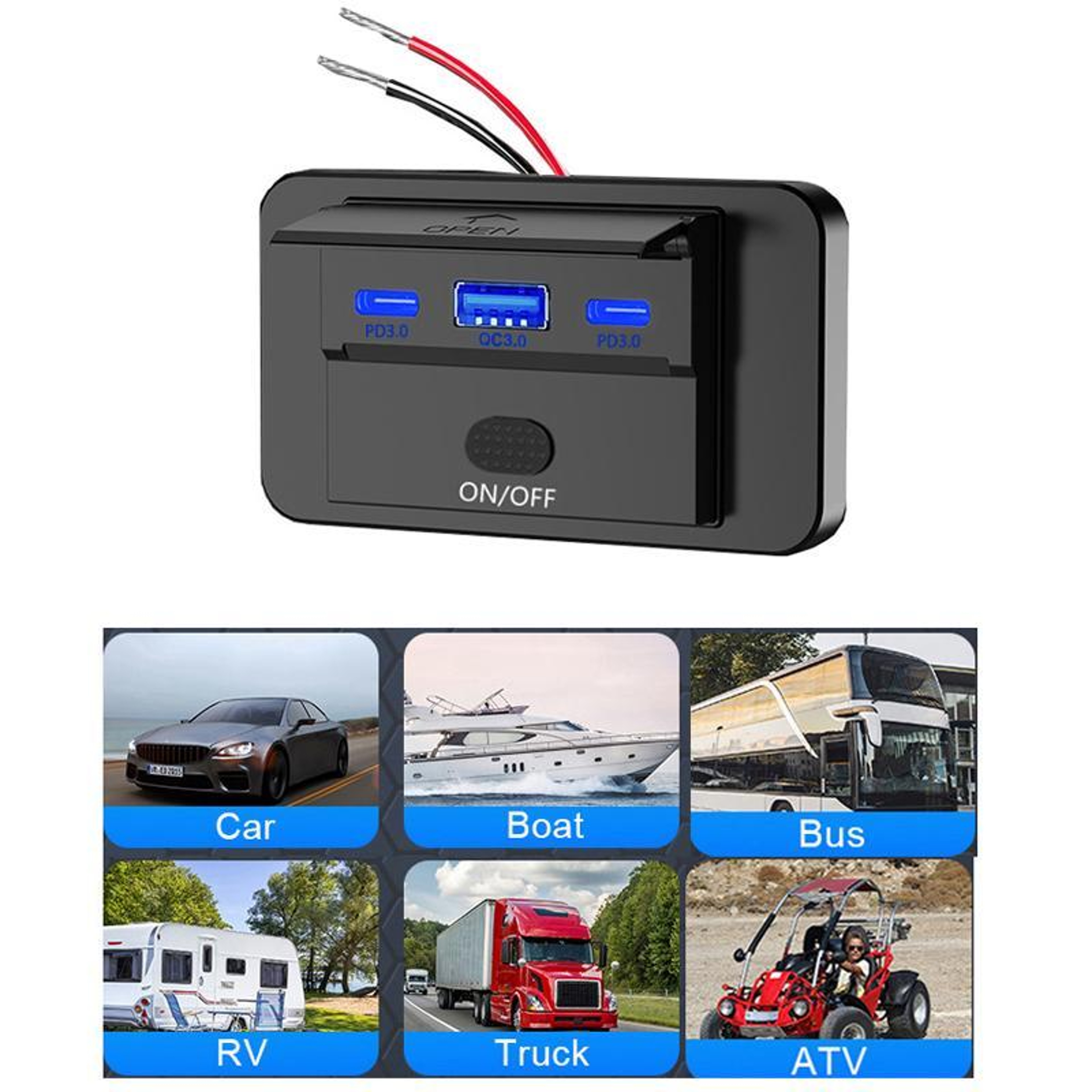 Premium 90W PD3.0 & QC3.0 Fast Car USB Charger Retrofit with Triple Ports – view 4