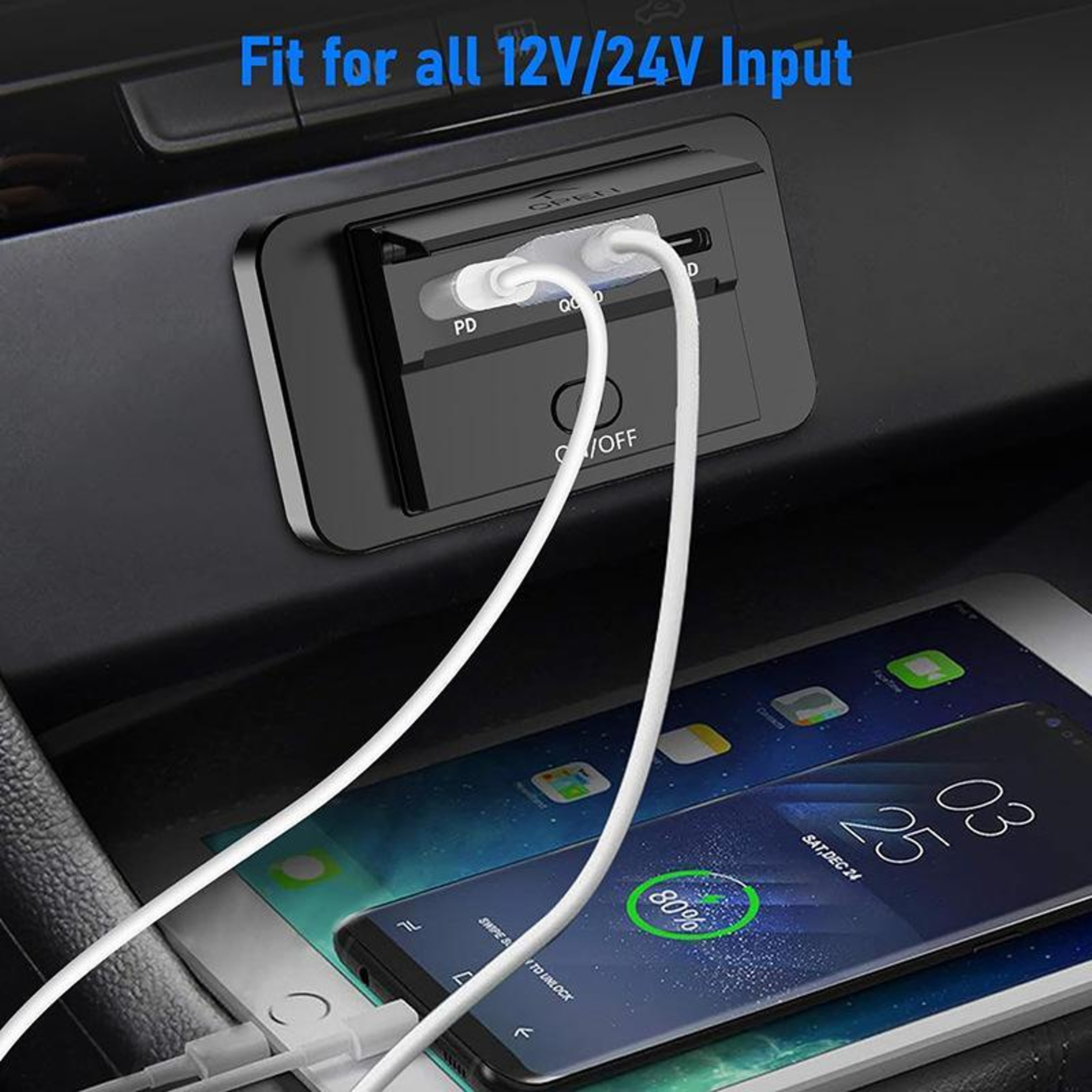 Premium 90W PD3.0 & QC3.0 Fast Car USB Charger Retrofit with Triple Ports – view 11
