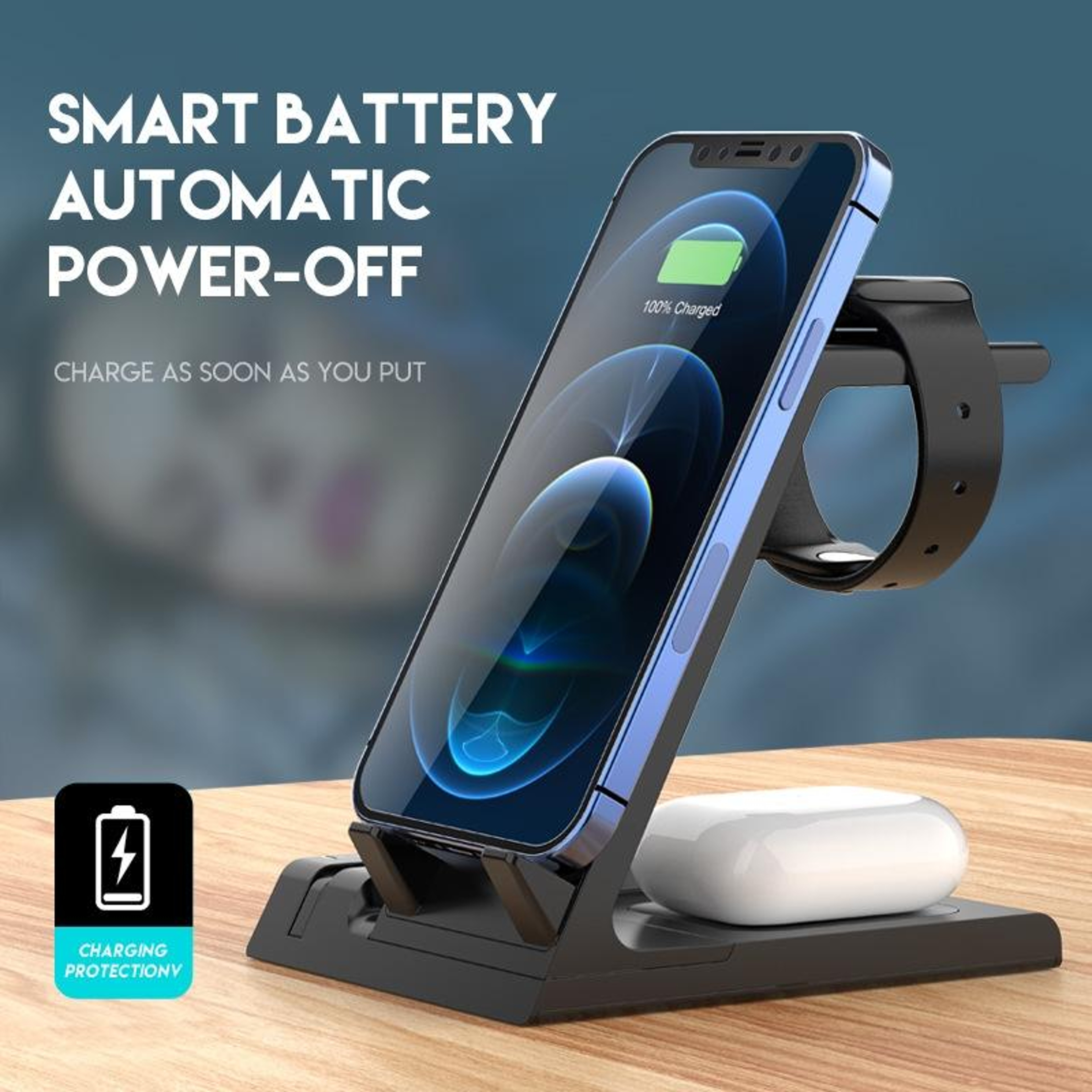Z252 6-in-1 Wireless Charging Station Dock for Phone, Watch & Earbuds with Fast Charging – view 2
