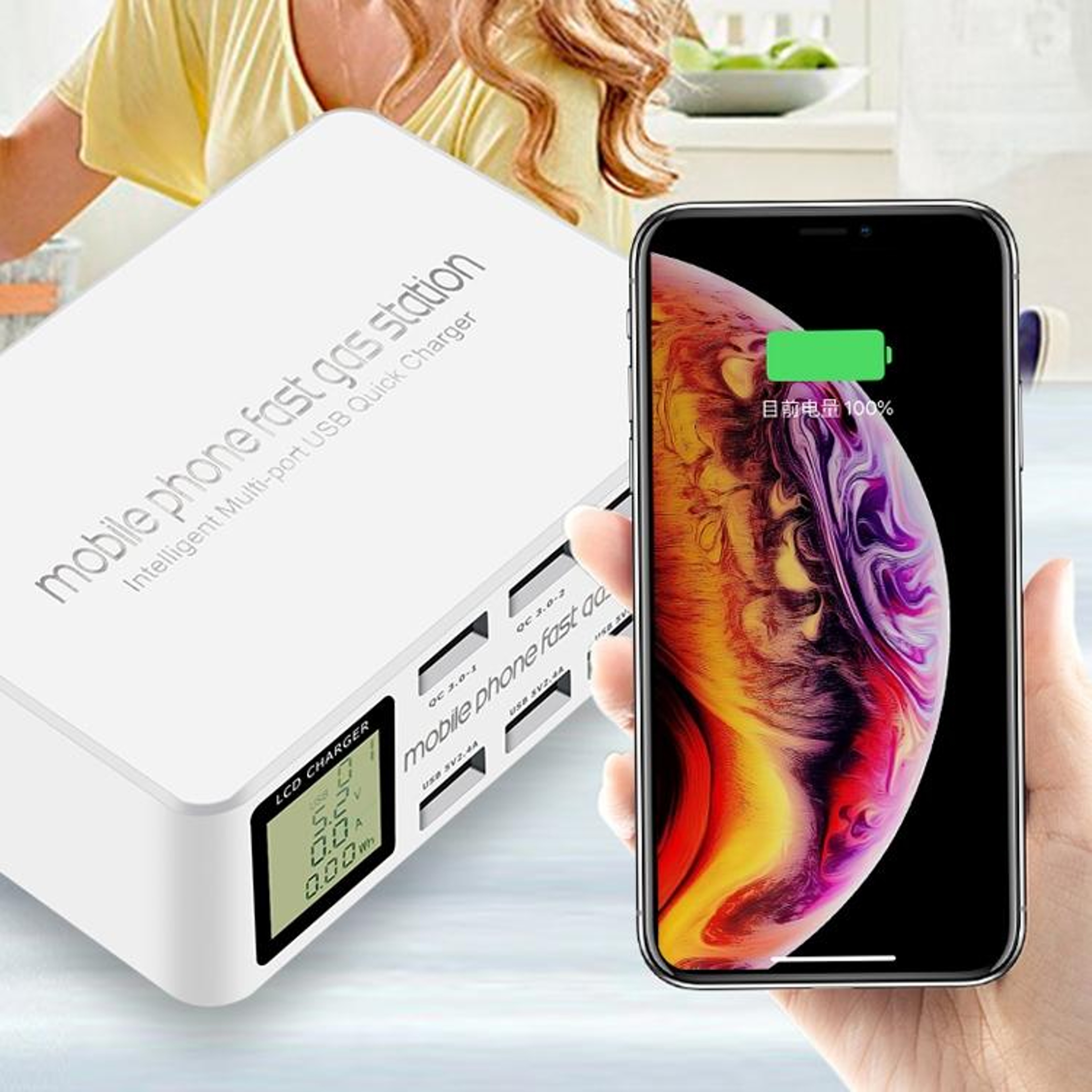 818D Smart 8-Port USB Charging Station with PD18W & QC3.0 Fast Charging Dock – view 9