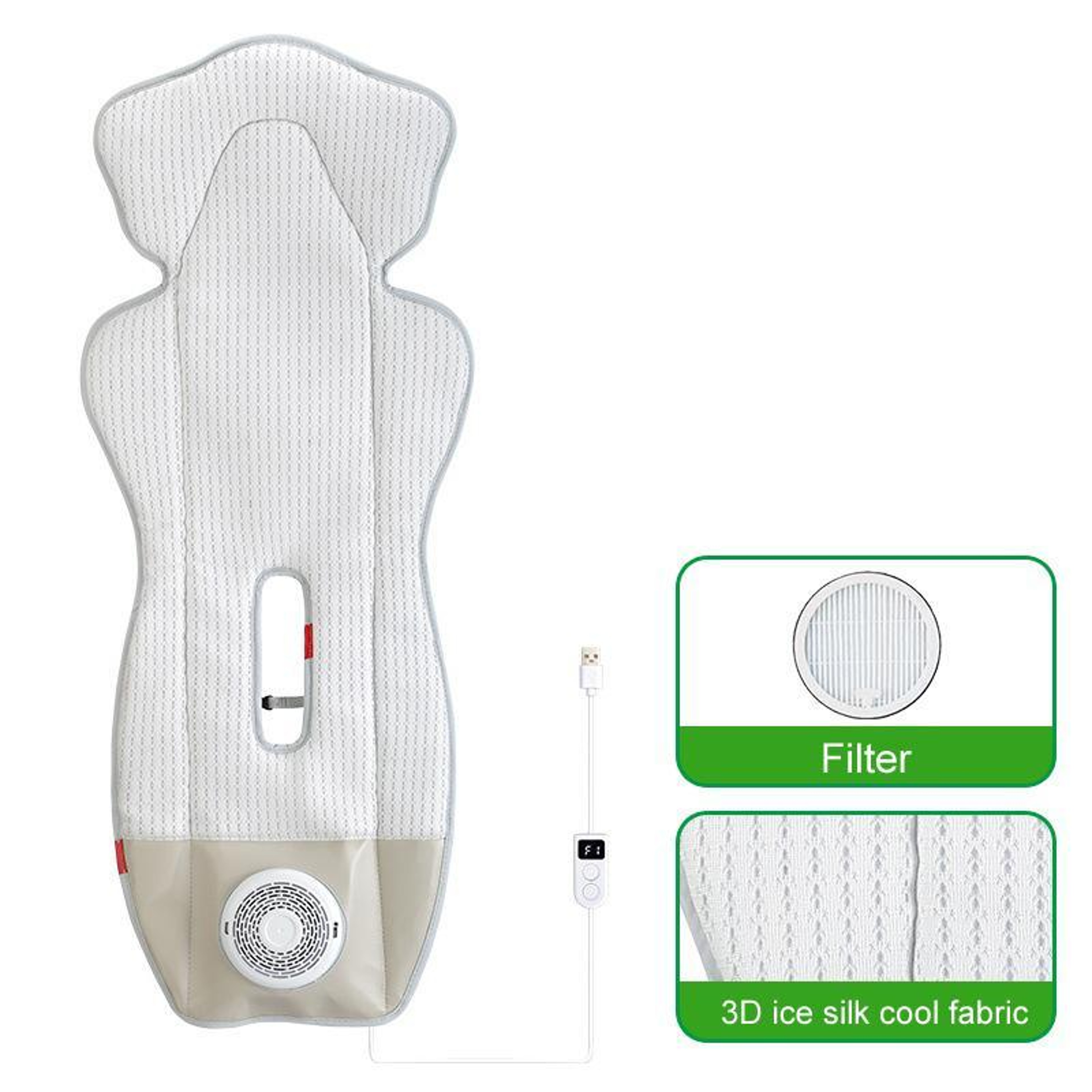 CoolBreeze USB Baby Stroller Cooling Pad with Fan & HEPA Filter – view 2