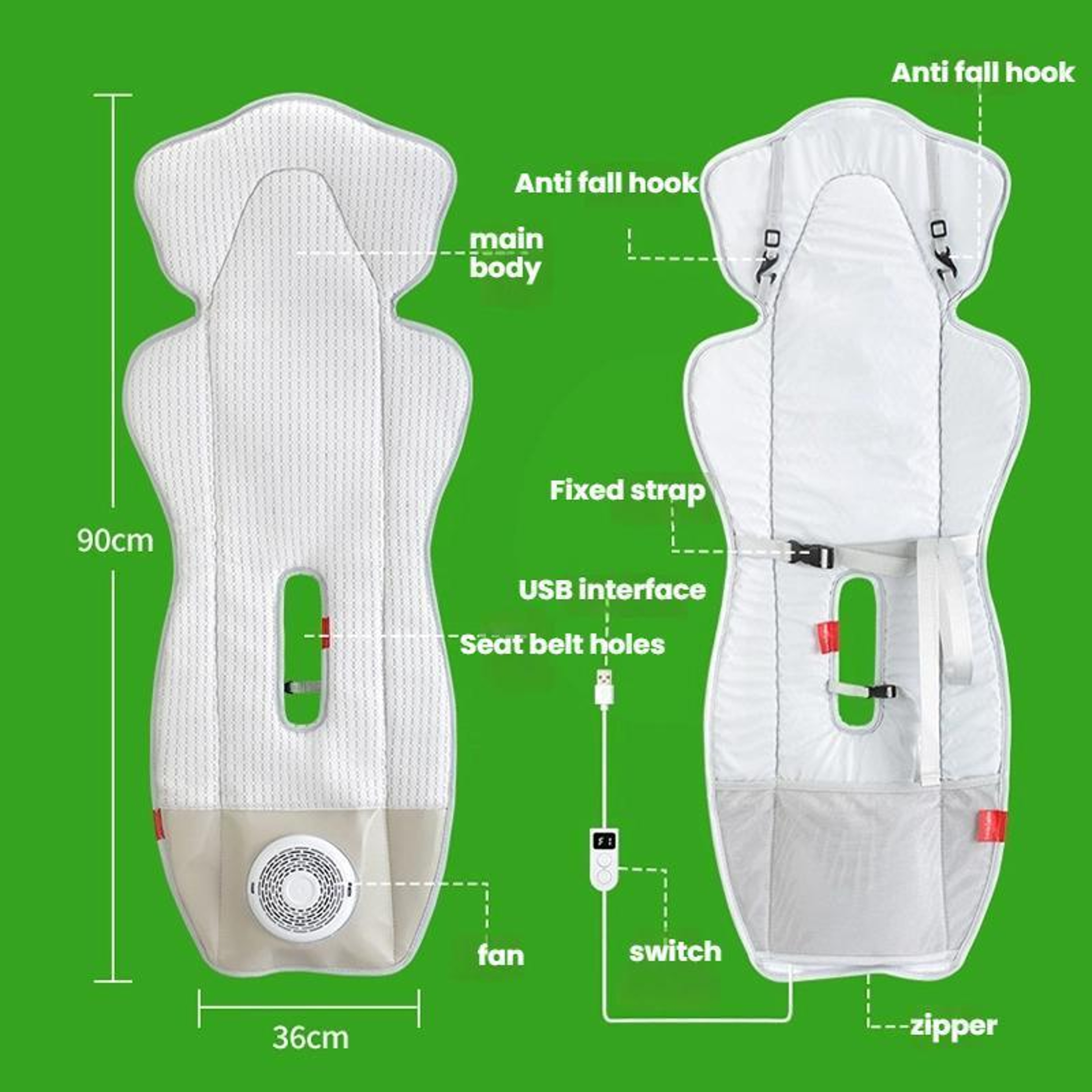 CoolBreeze USB Baby Stroller Cooling Pad with Fan & HEPA Filter – view 5