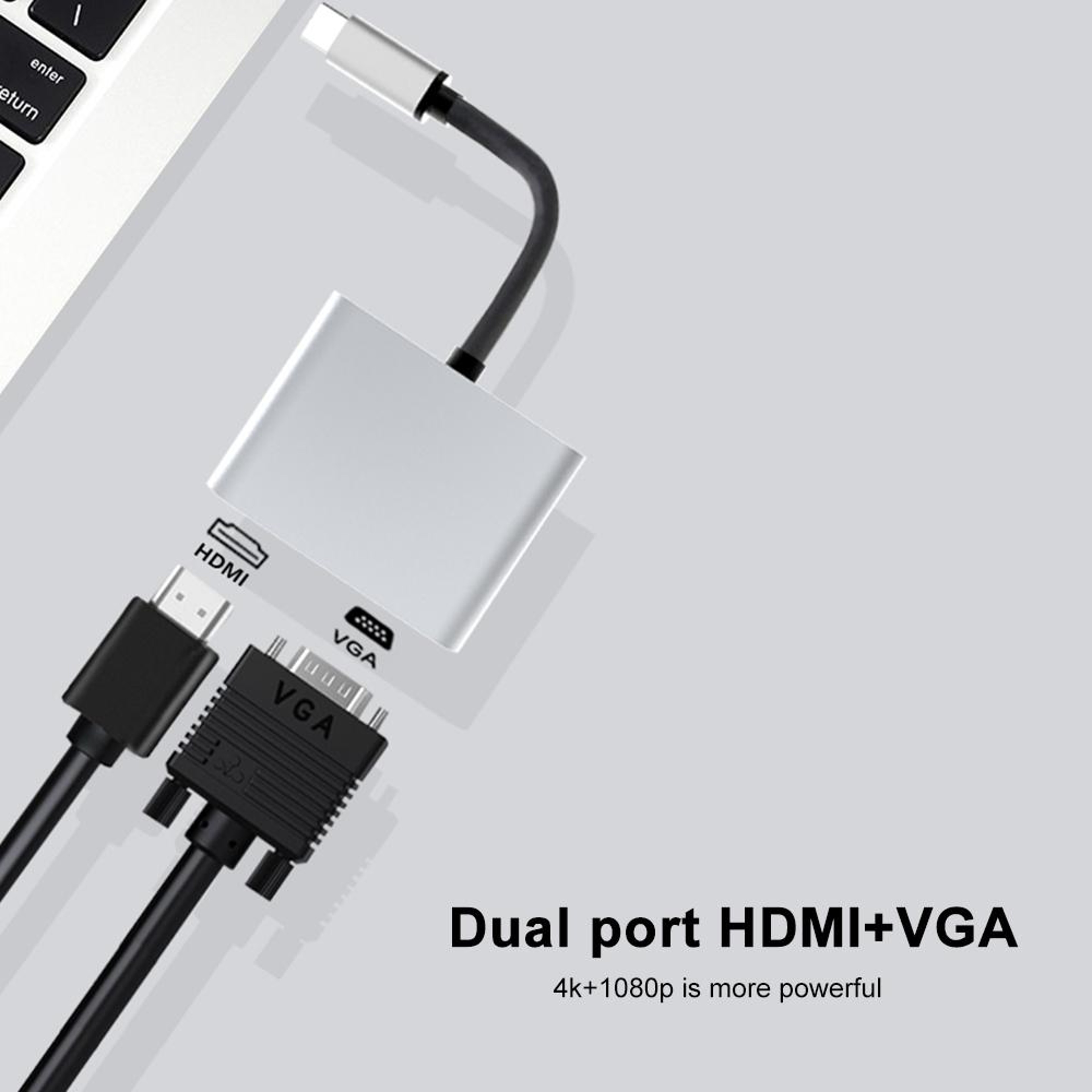 4K USB-C Docking Station with HDMI & VGA Dual Display Adapter for Laptops and Smartphones – view 4