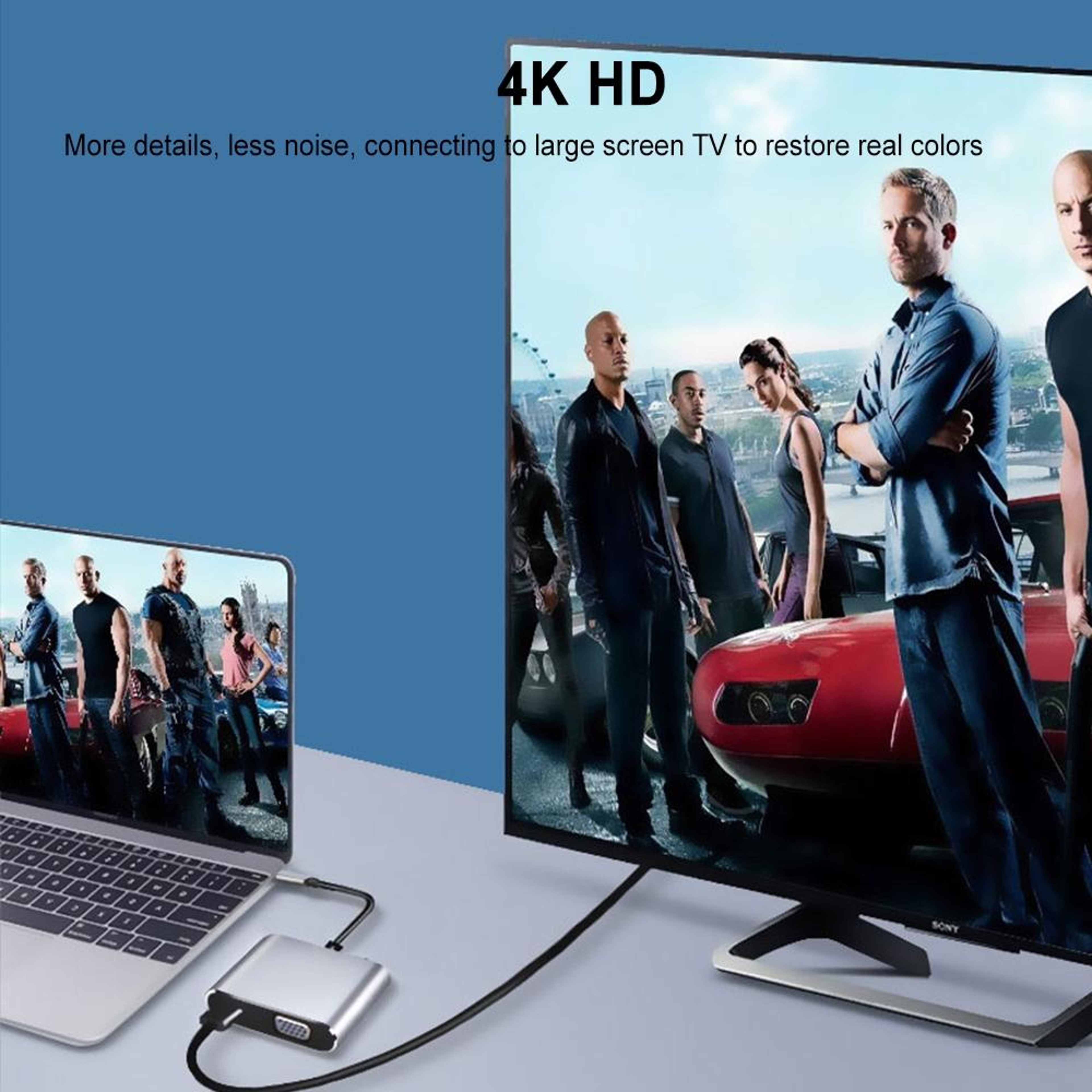 4K USB-C Docking Station with HDMI & VGA Dual Display Adapter for Laptops and Smartphones – view 7