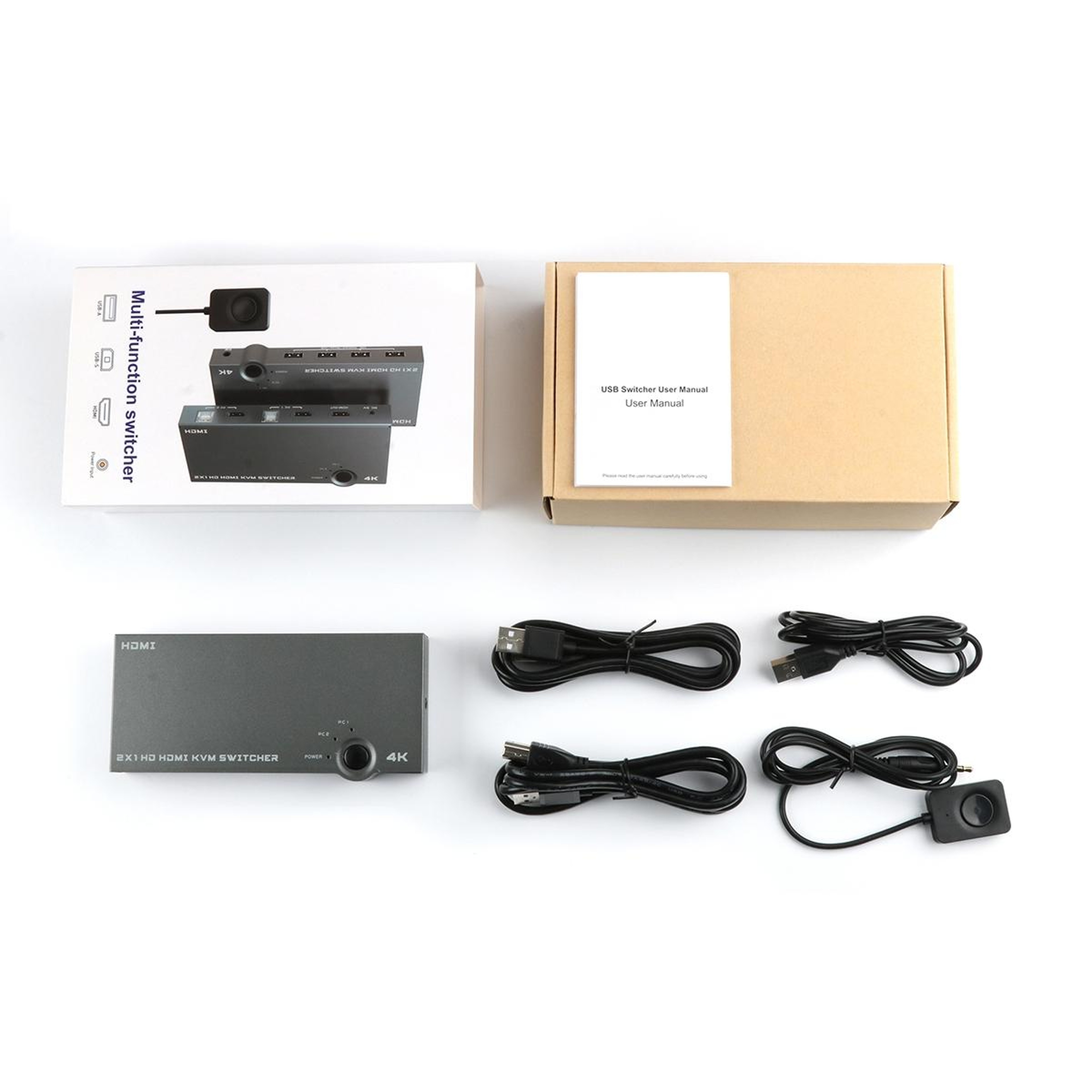 4K 60Hz KVM HDMI Switch for 2 PCs with USB Sharing and One-Touch Control – view 2