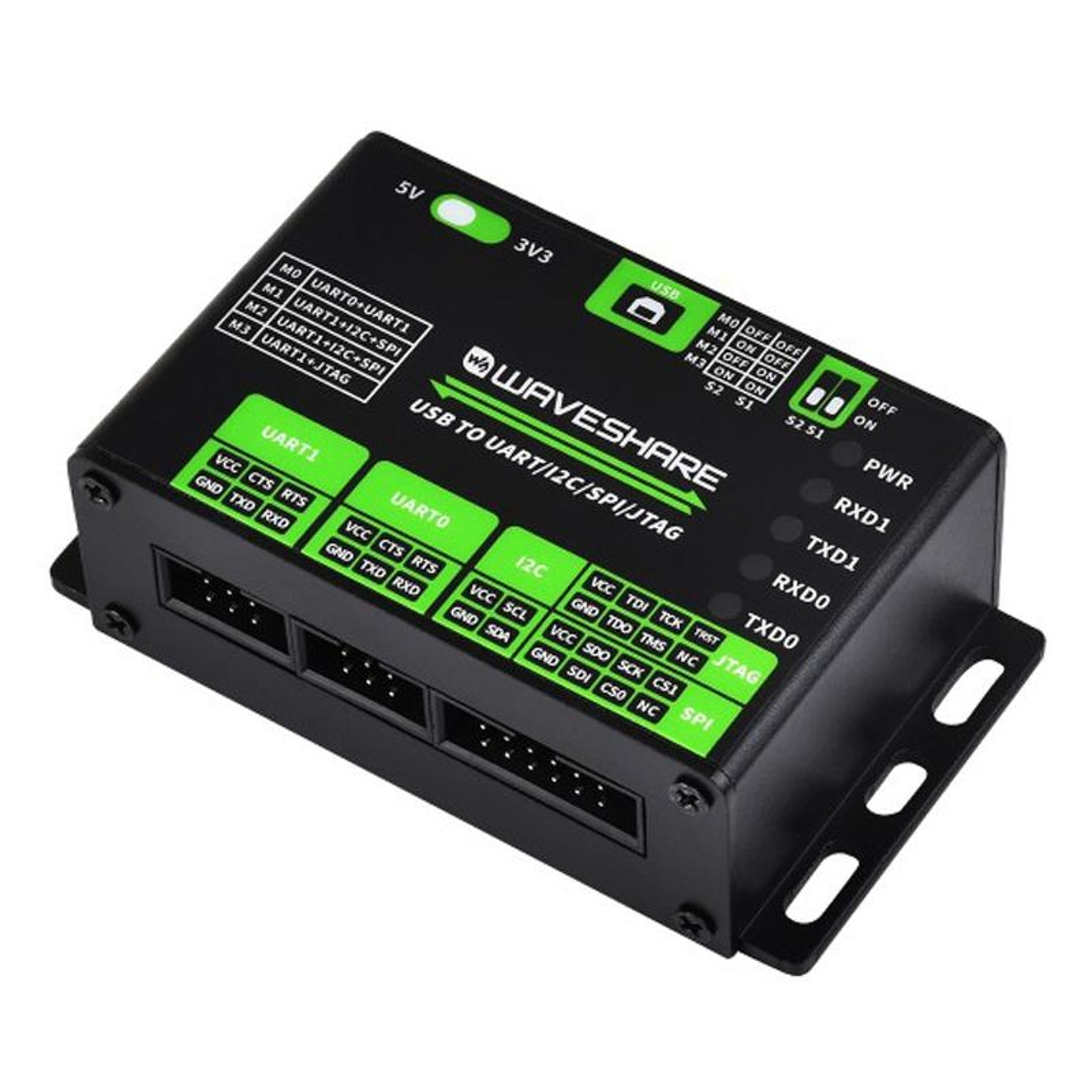 Waveshare Multi-Interface USB to UART Converter with I2C, SPI & JTAG Debugging Support – view 1
