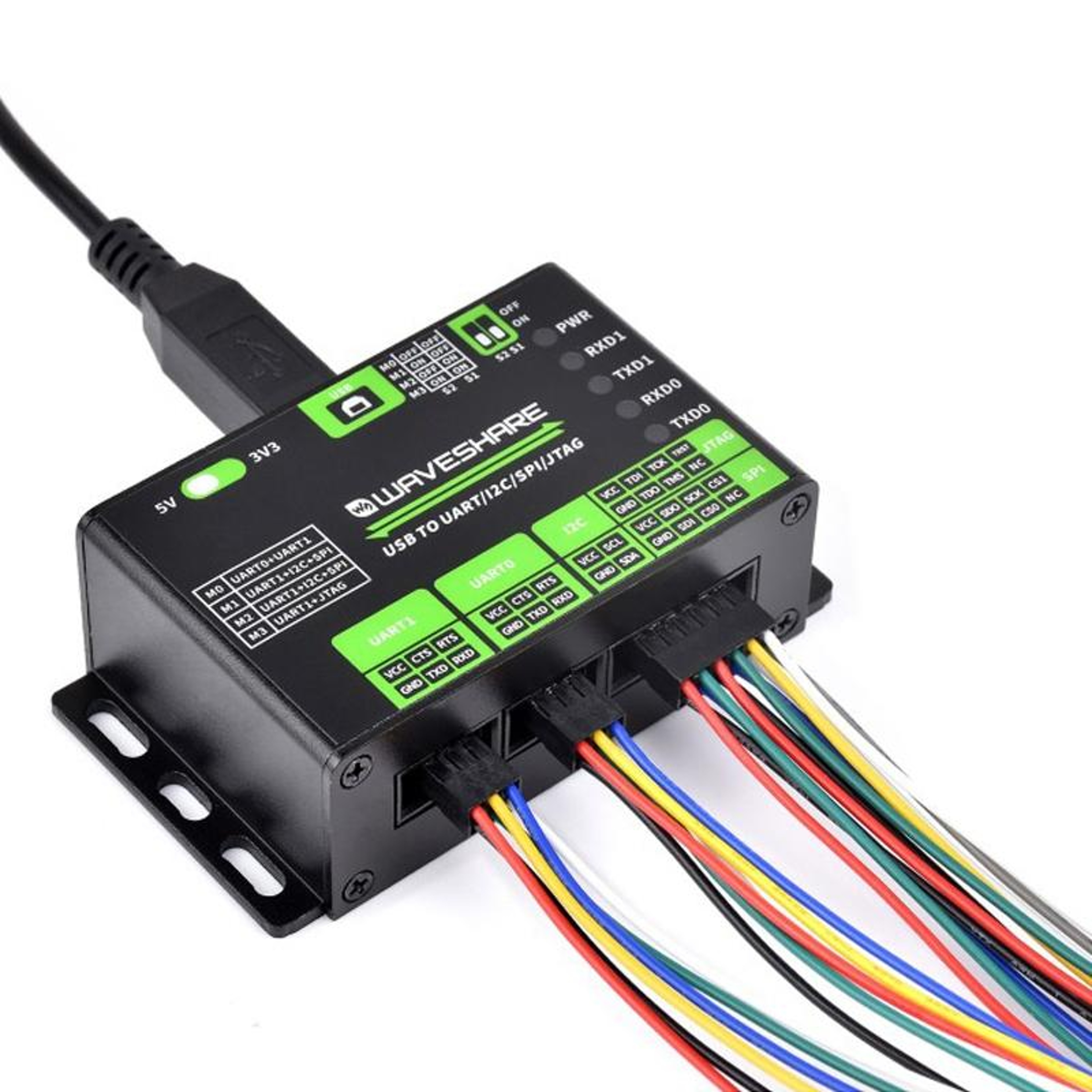 Waveshare Multi-Interface USB to UART Converter with I2C, SPI & JTAG Debugging Support – view 2