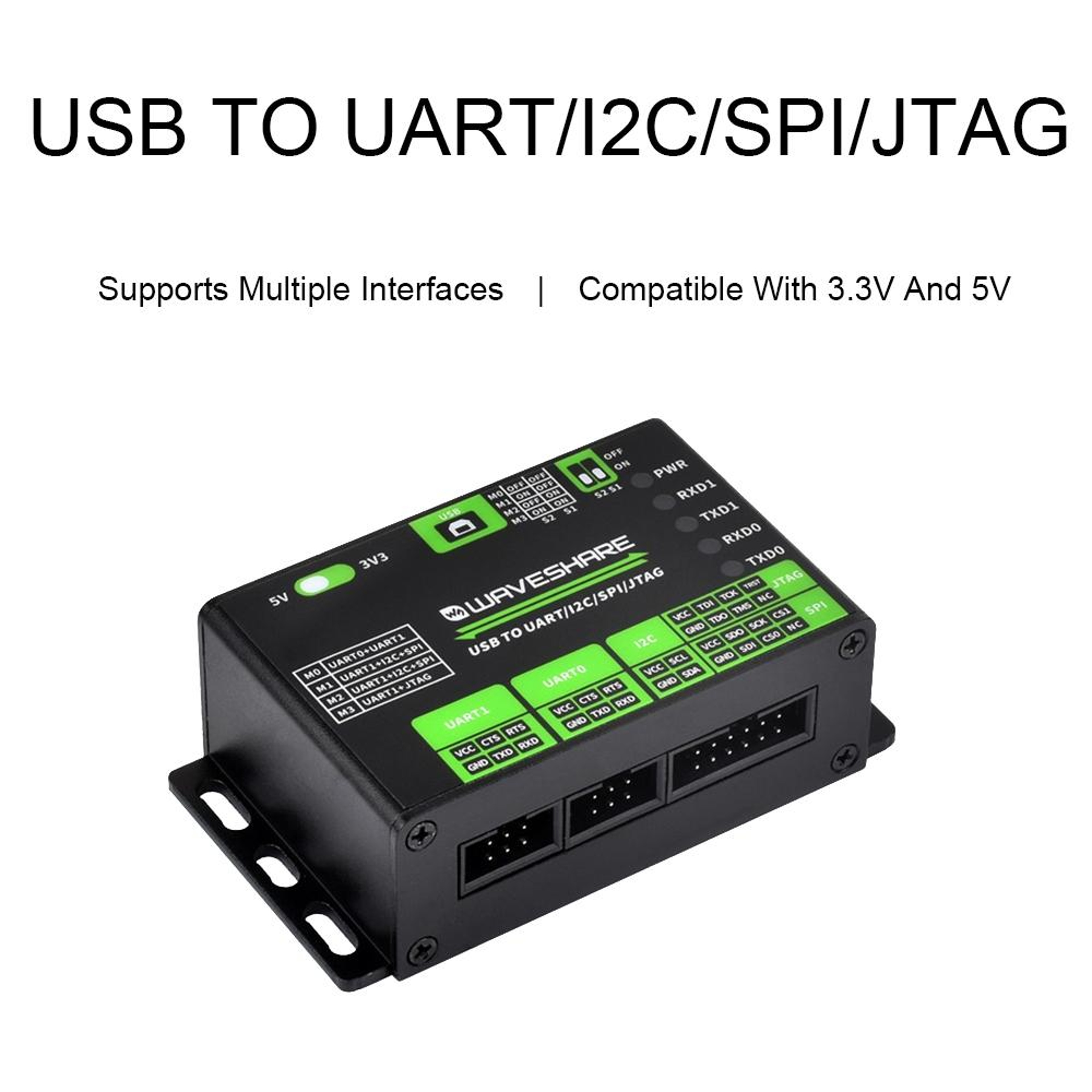 Waveshare Multi-Interface USB to UART Converter with I2C, SPI & JTAG Debugging Support – view 5