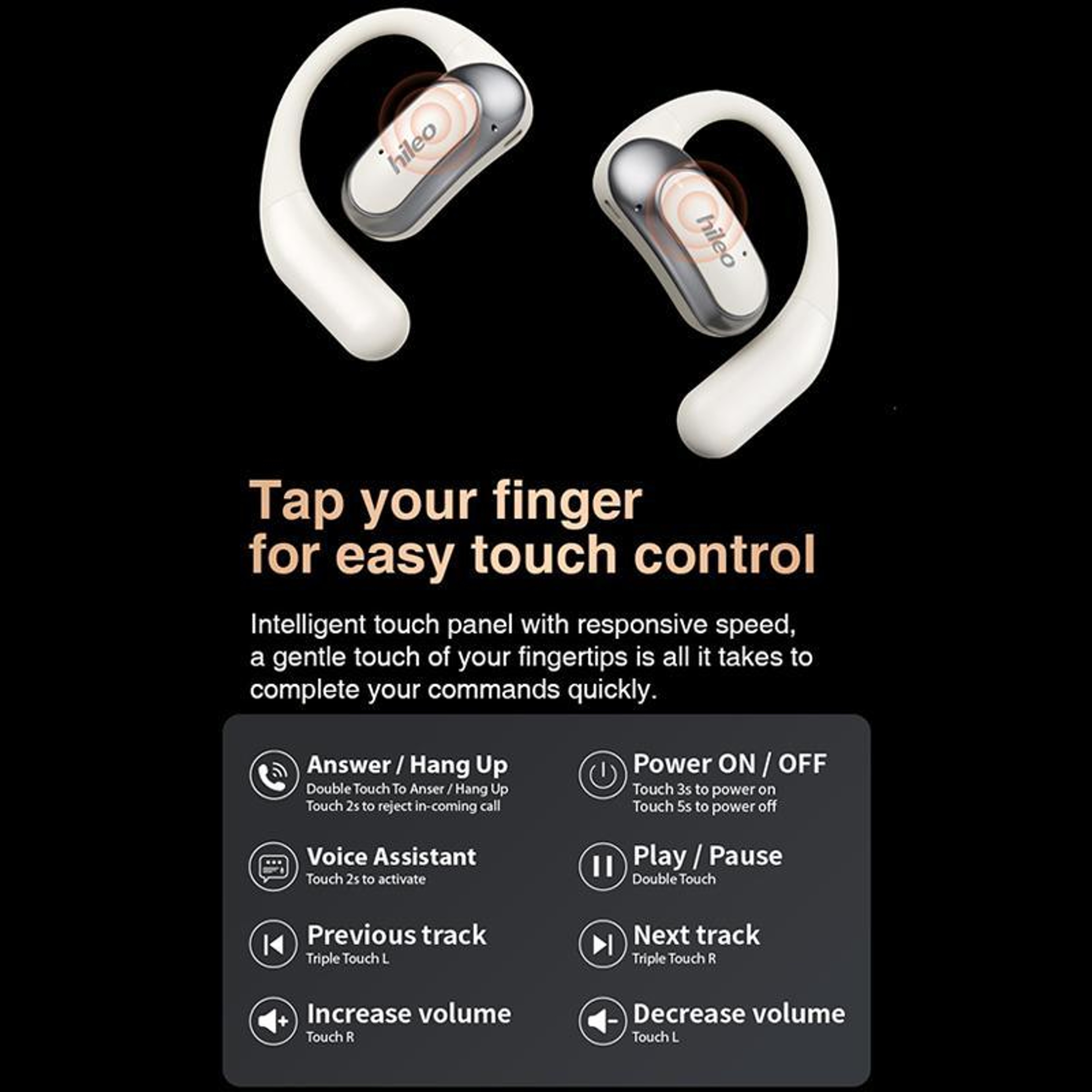 Hileo Hi95 Open Ear Bluetooth Earbuds with Bluetooth 5.4 IPX5 Waterproof Wireless Sports Earphones – view 6