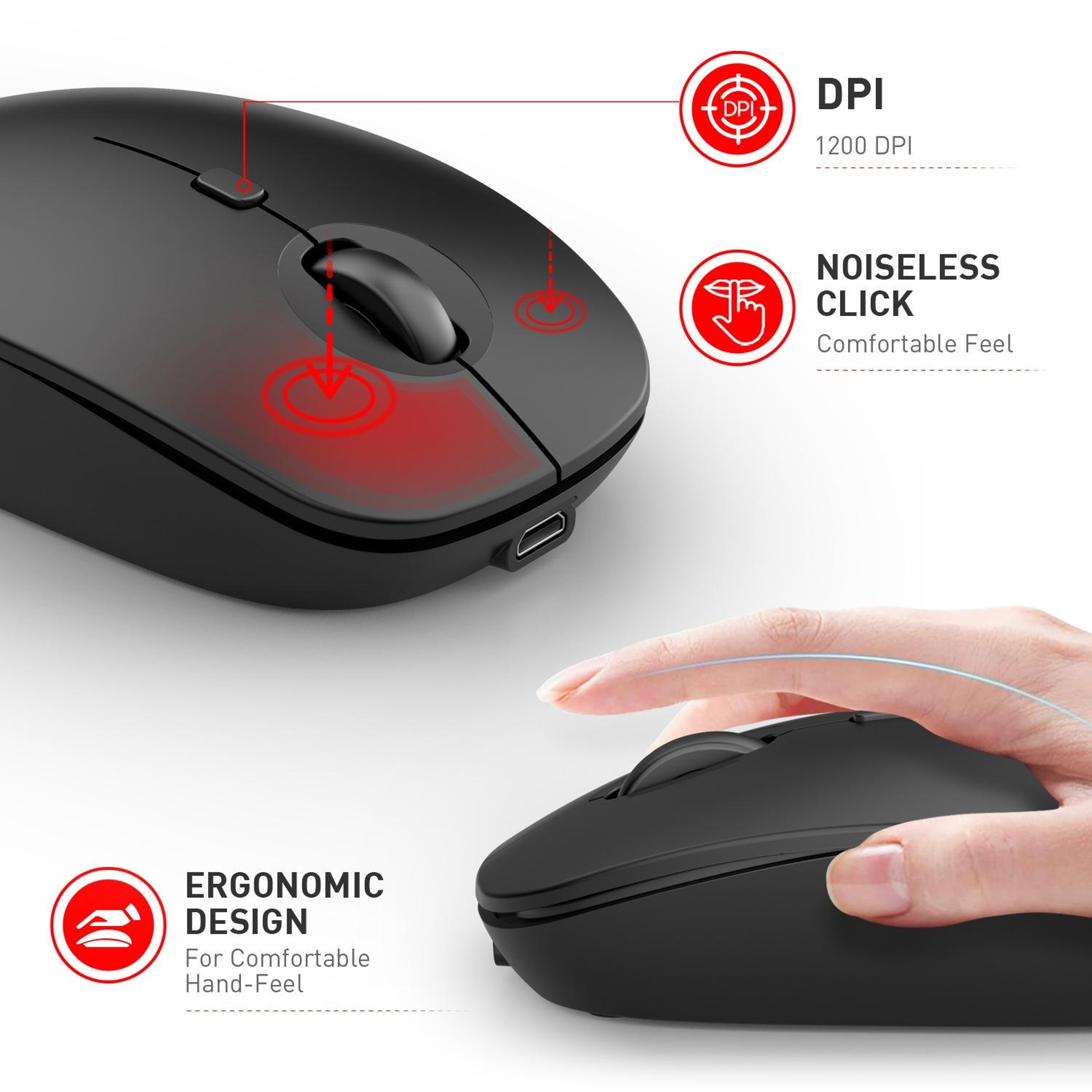 MKESPN 859 Rechargeable Wireless Mouse 2.4G Silent Computer Mouse with 1200 DPI – view 3