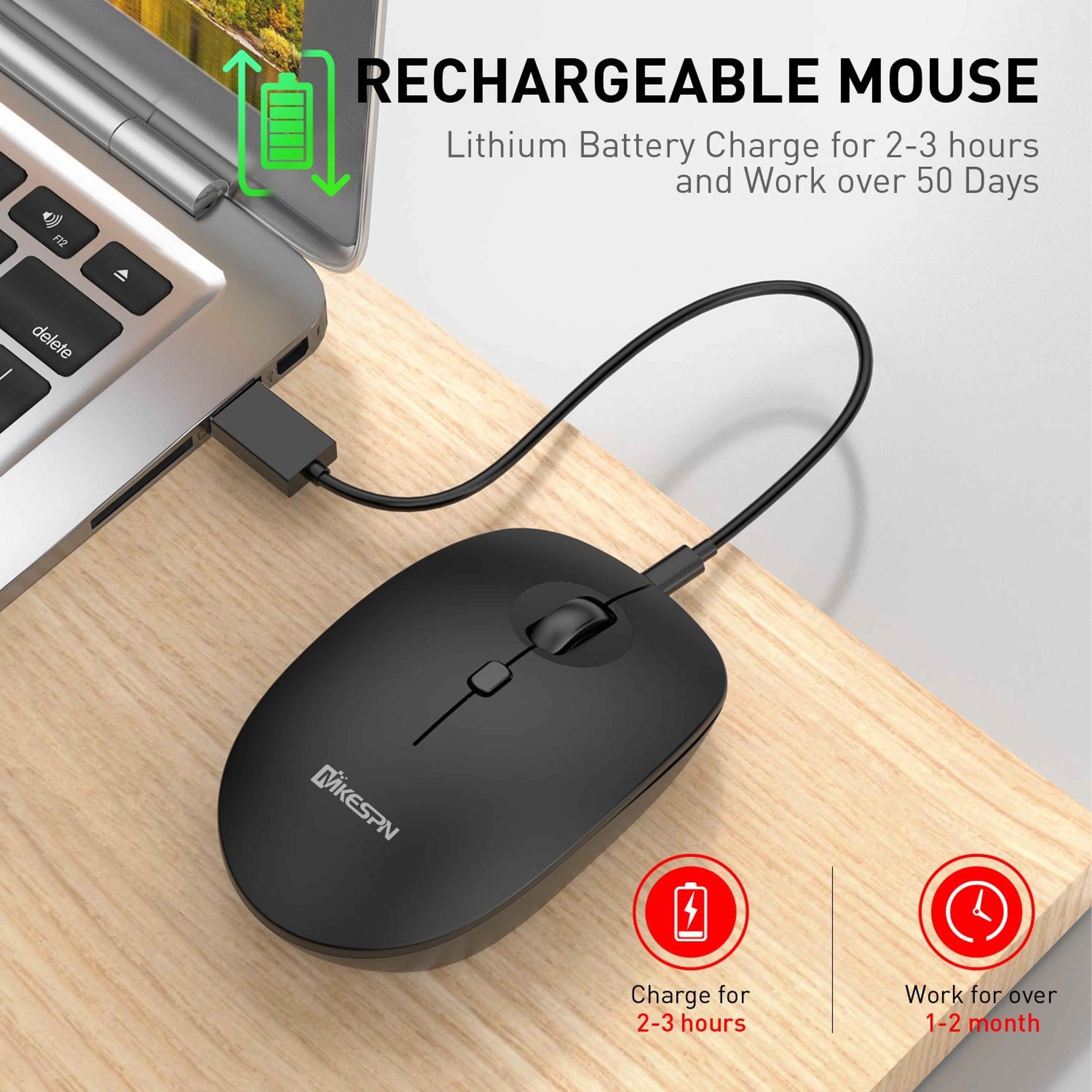 MKESPN 859 Rechargeable Wireless Mouse 2.4G Silent Computer Mouse with 1200 DPI – view 5