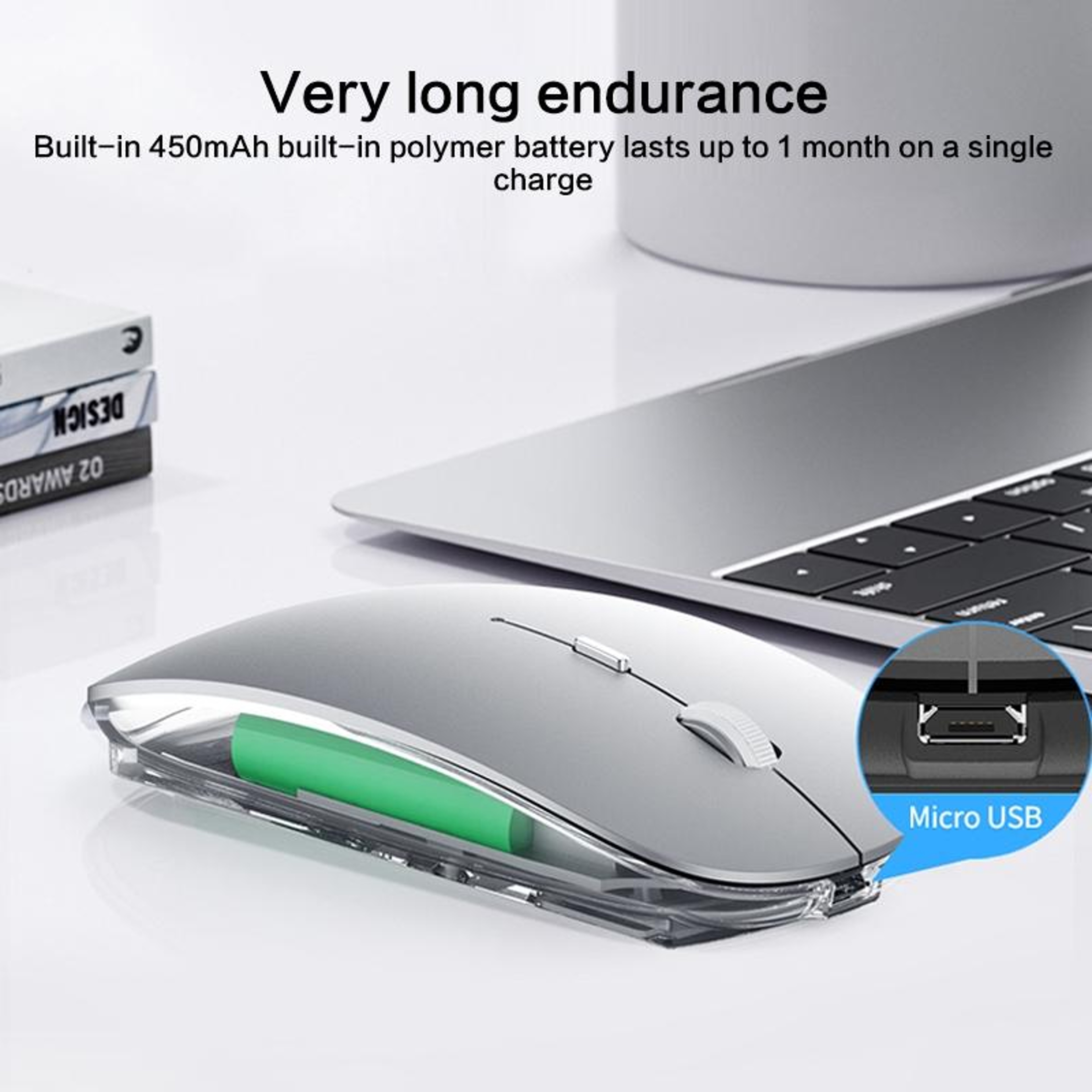 ZGA Dual Mode Wireless Mouse Bluetooth 5.0 Rechargeable Silent Portable Computer Mouse – view 7