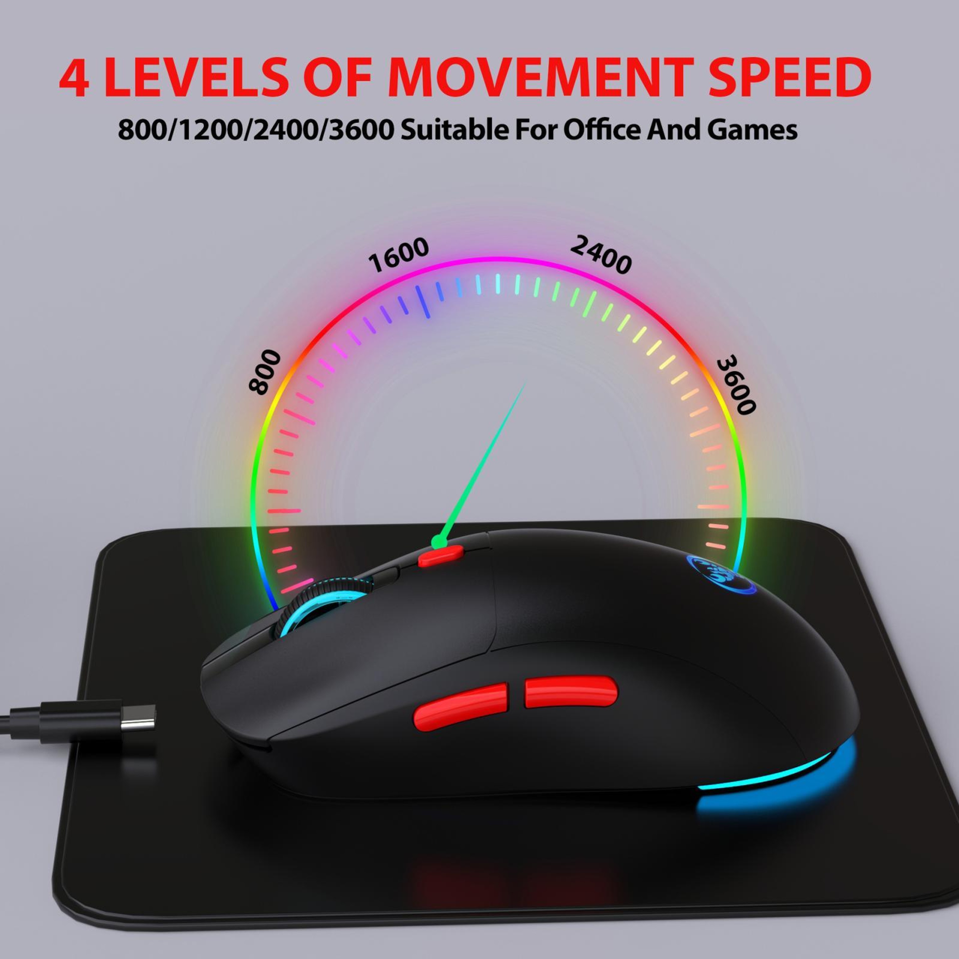 HXSJ T20 Rechargeable Wireless Mouse with Adjustable DPI Ergonomic 2.4GHz USB Mouse – view 11