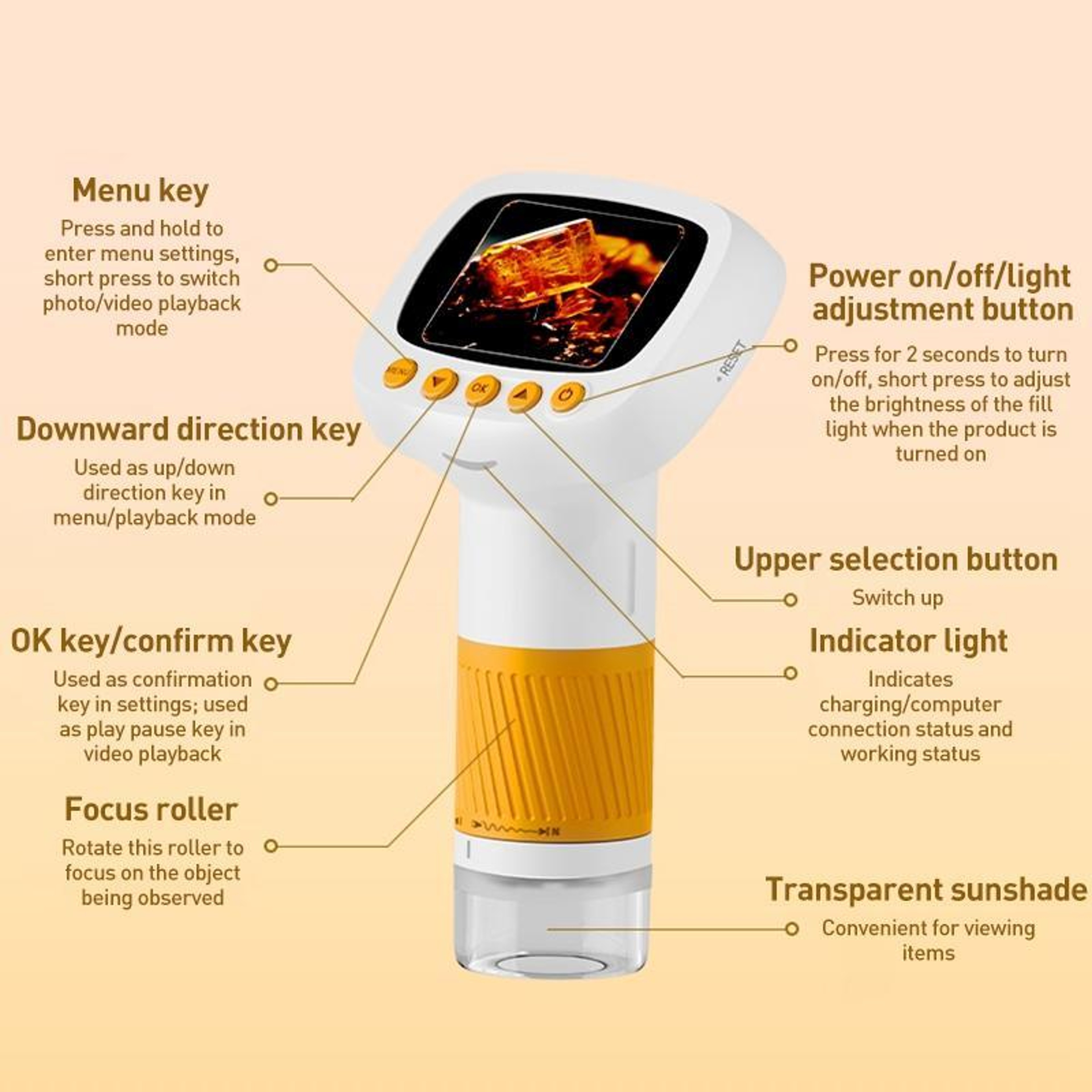 CM5 HD Digital Microscope with 2 Inch IPS Screen USB Portable Electronic Microscope – view 12
