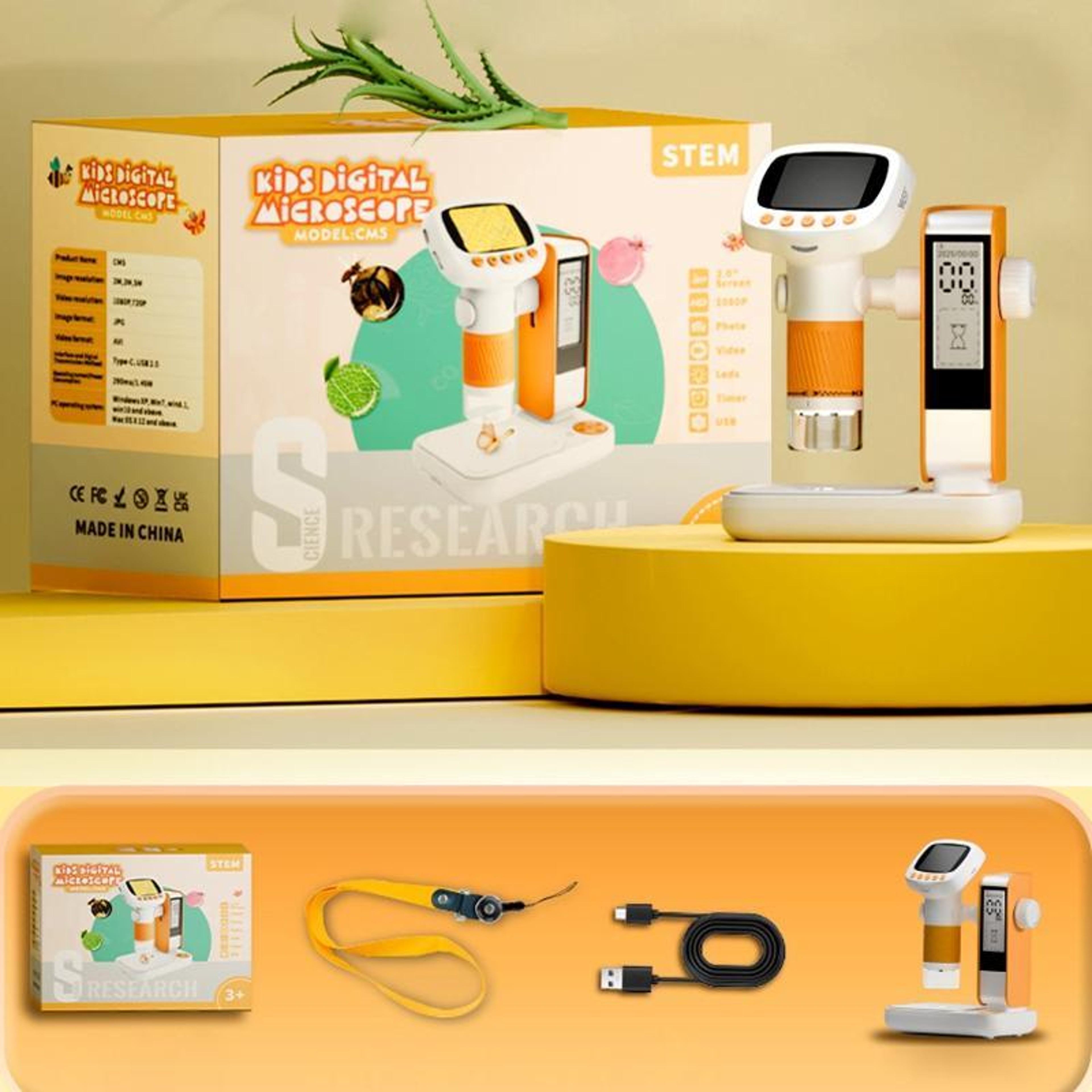 CM5 HD Digital Microscope with 2 Inch IPS Screen USB Portable Electronic Microscope – view 4