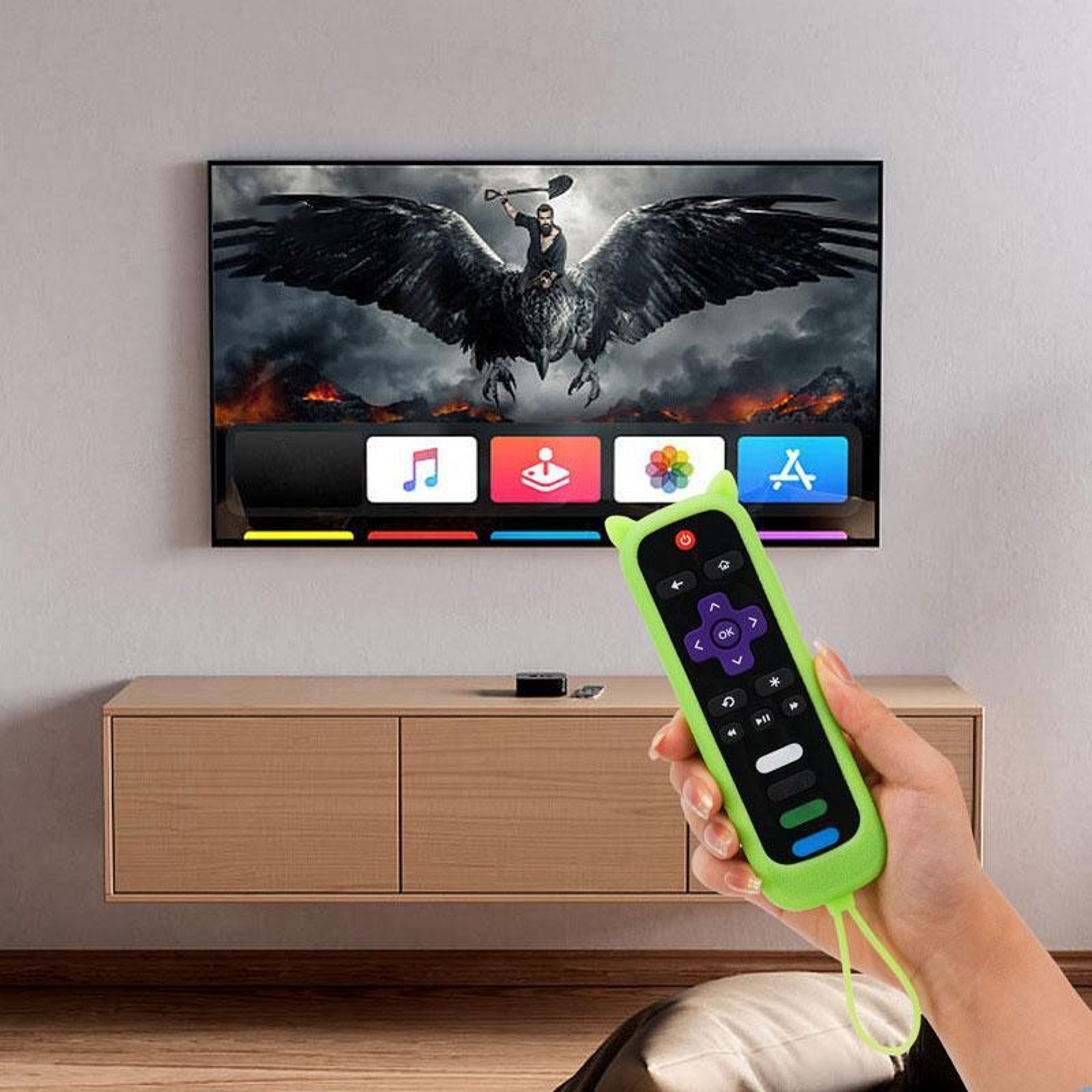 Cute Cat Ears TCL Roku TV Remote Cover Silicone Remote Control Case with Luminous Strap – view 8