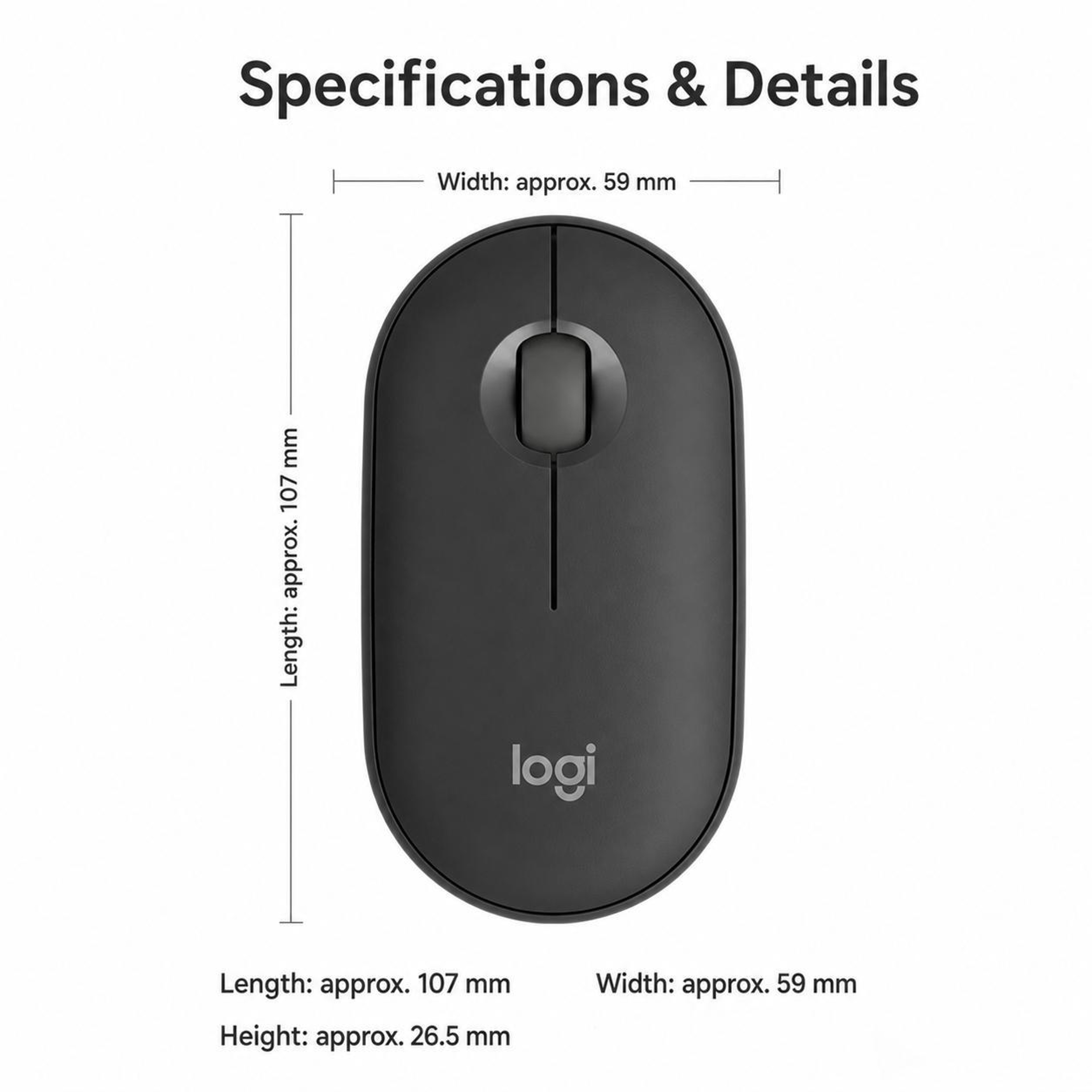 Logitech Pebble 2 M350S Wireless Bluetooth Mouse with Dual Mode 4000 DPI Multi Device Connectivity – view 3