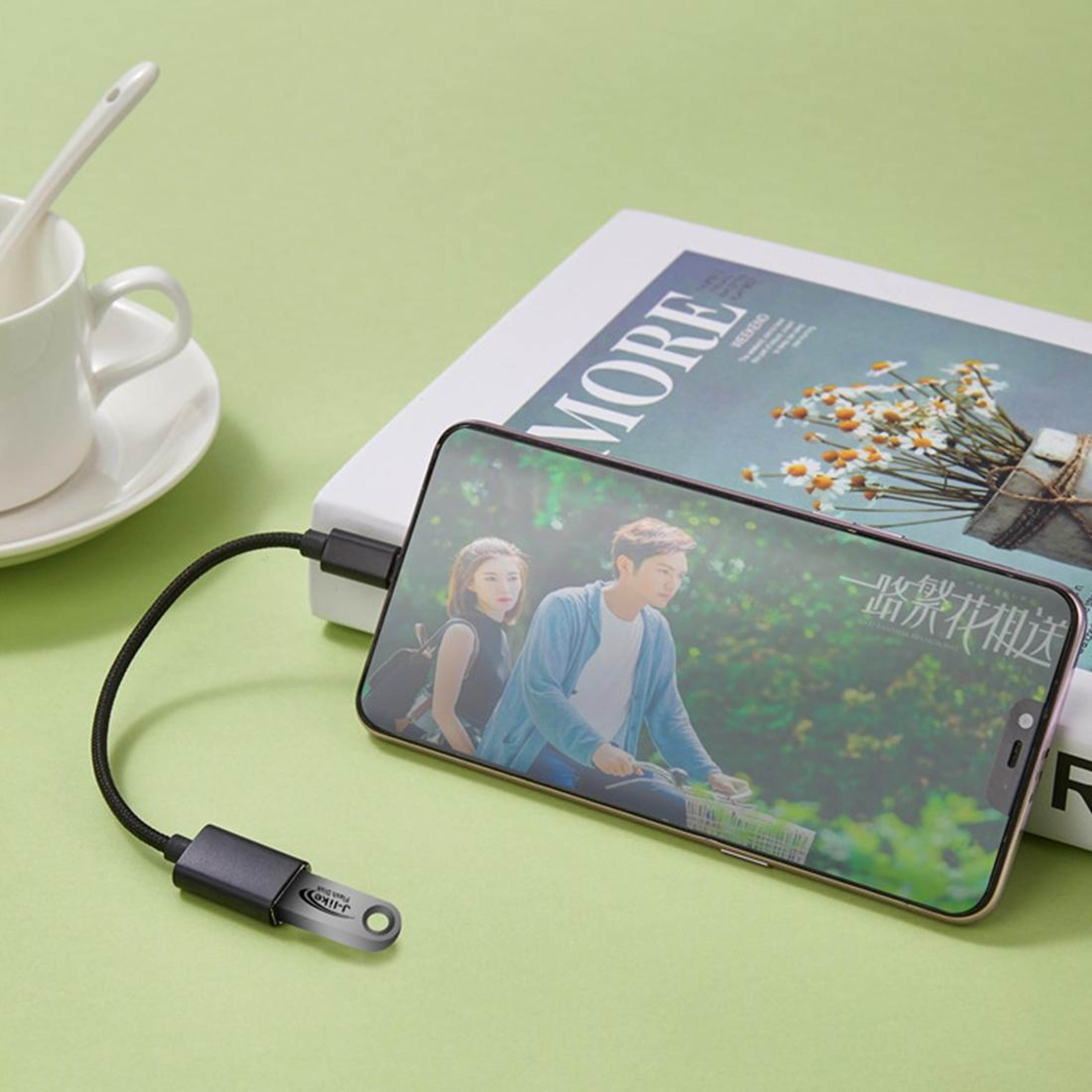 2in1 Micro USB OTG Adapter  USBC OTG Cable Aluminum Alloy Data Charging Cable 24cm 6