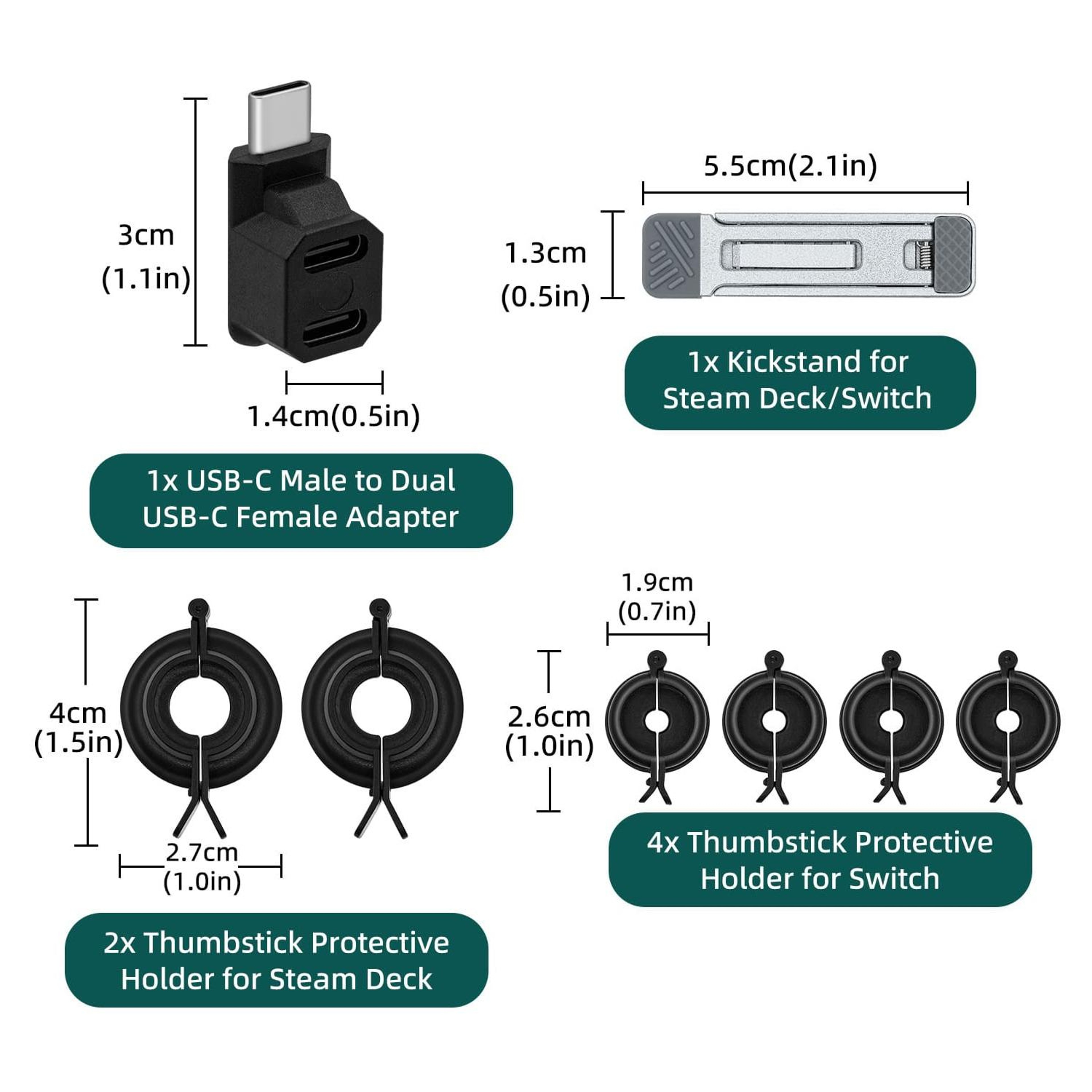 JYS Raptor Switch Protective Kit with Desktop Stand and USB-C Adapter for Switch OLED Switch Lite Steam Deck – view 2