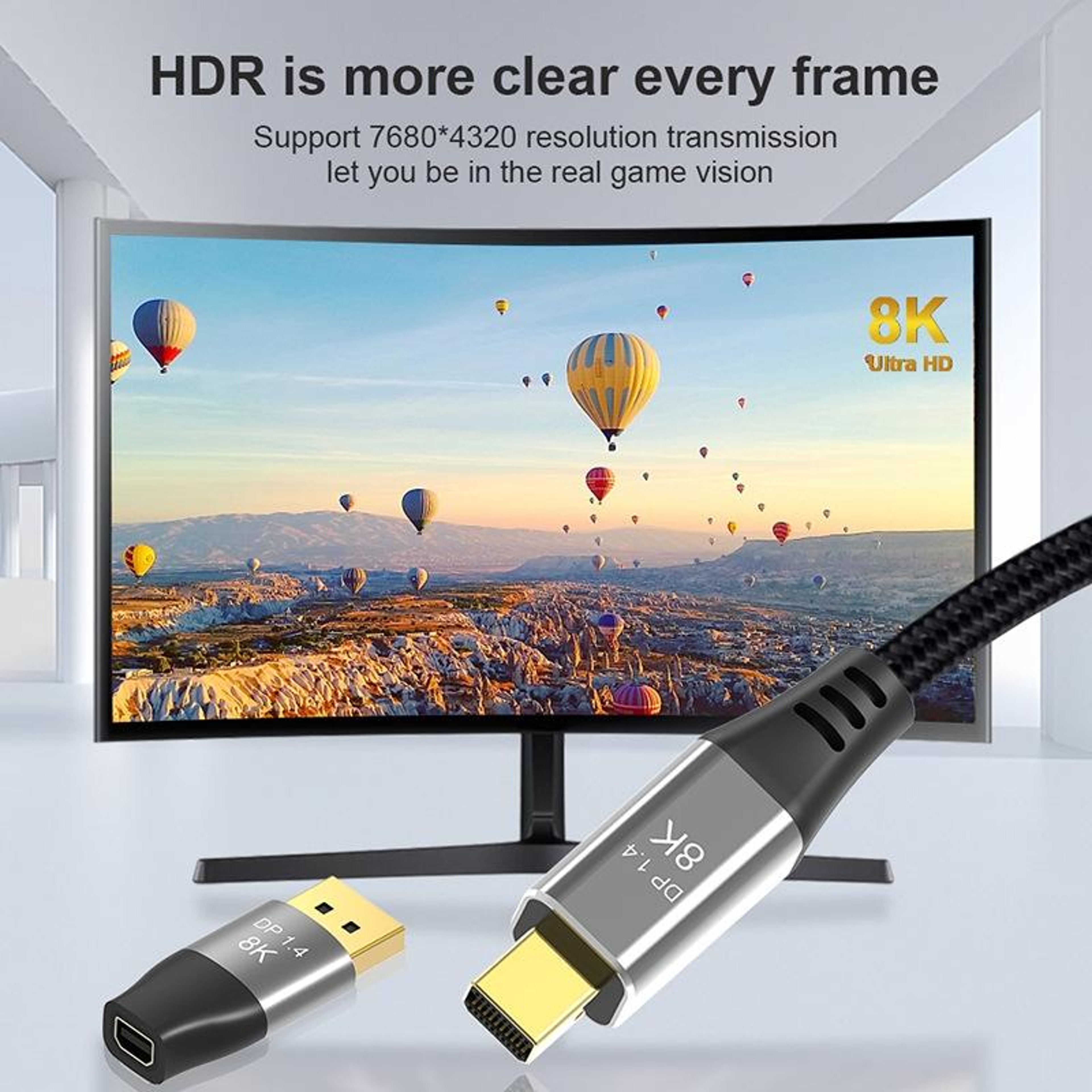 DP 1.4 8K DisplayPort Adapter to Mini DisplayPort Adapter Bi Directional Video Converter – view 4