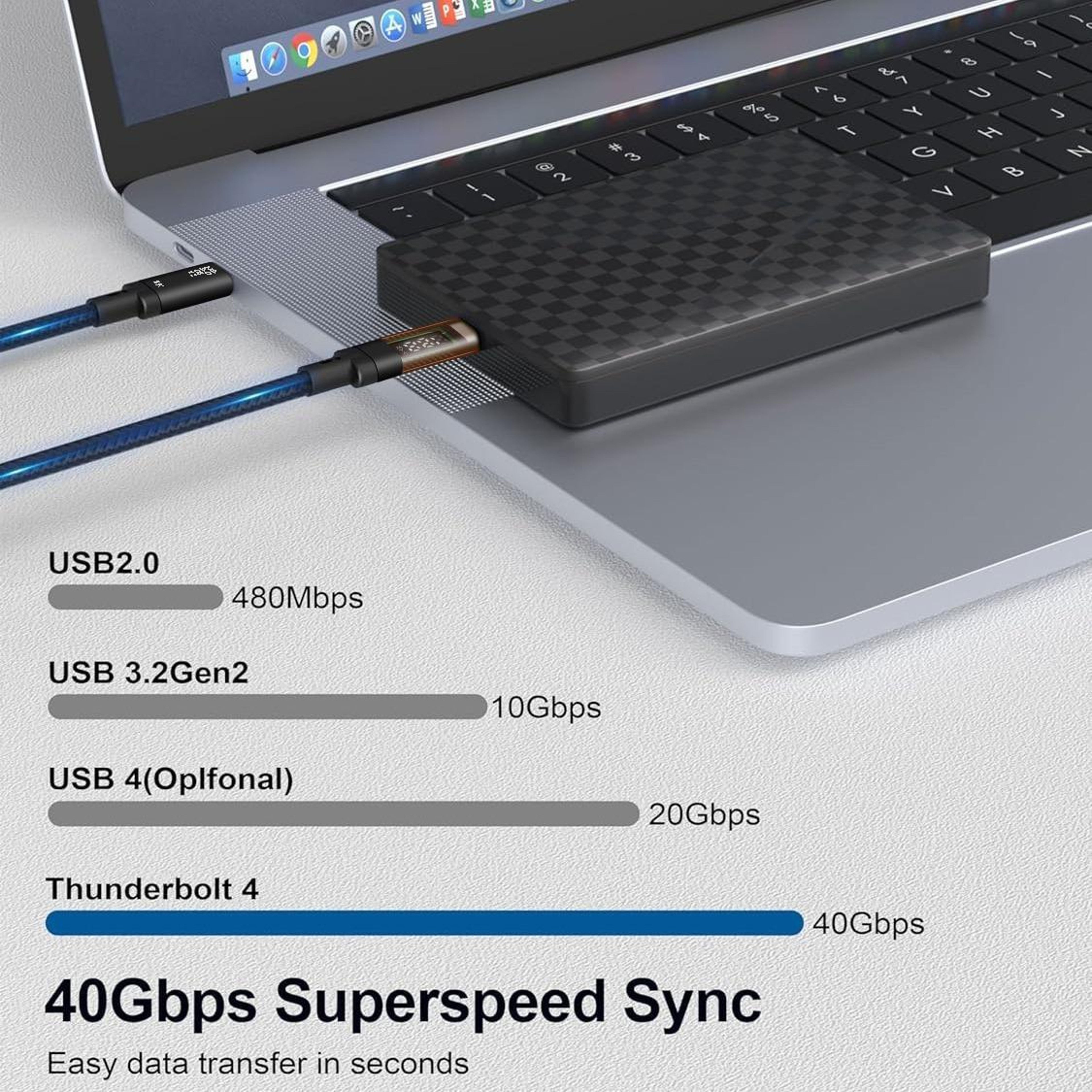 QGeeM USB4 Cable 240W USB-C Fast Charging Cable with Digital Display 40Gbps 8K Video 1M – view 4