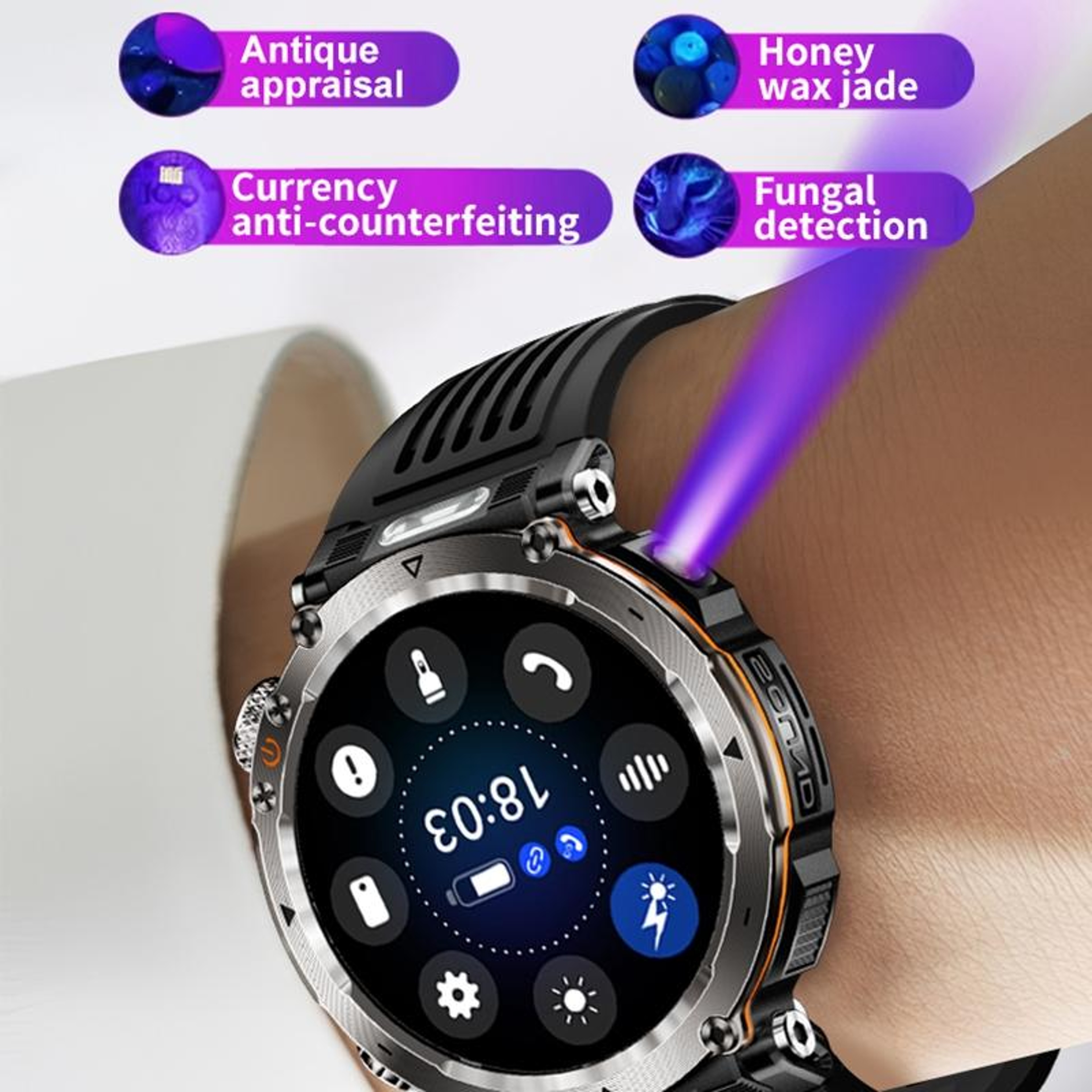 HT30 Smart Watch IP68 Waterproof Smartwatch with Bluetooth Calling Flashlight Compass – view 8