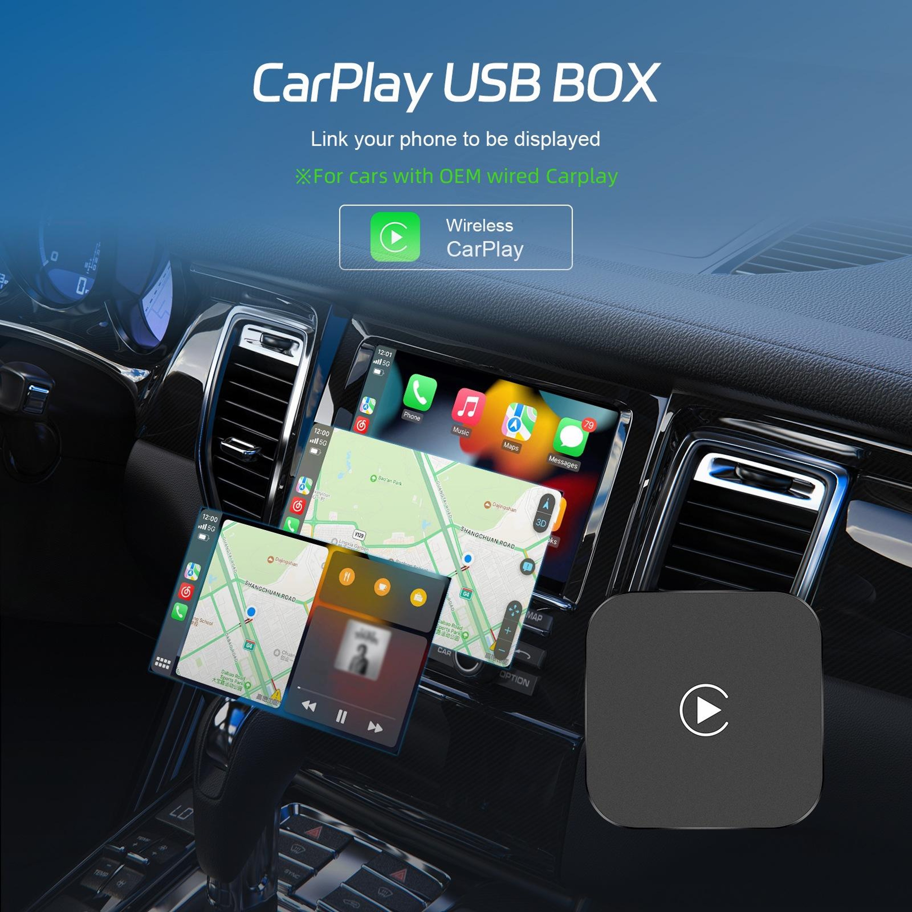 Universal Wireless CarPlay Adapter Plug and Play CarPlay Wireless Dongle for Factory Wired CarPlay – view 7