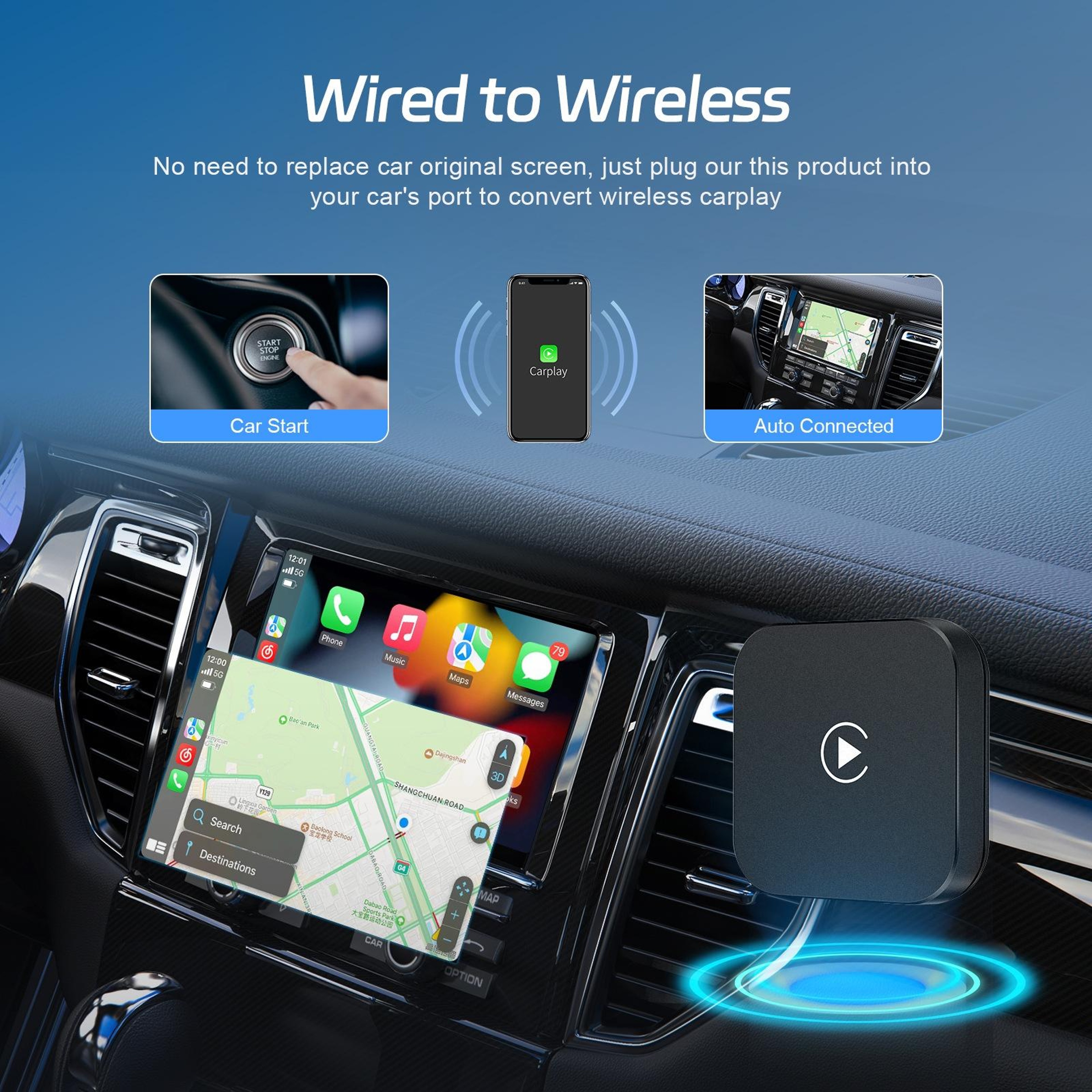 Universal Wireless CarPlay Adapter Plug and Play CarPlay Wireless Dongle for Factory Wired CarPlay – view 10