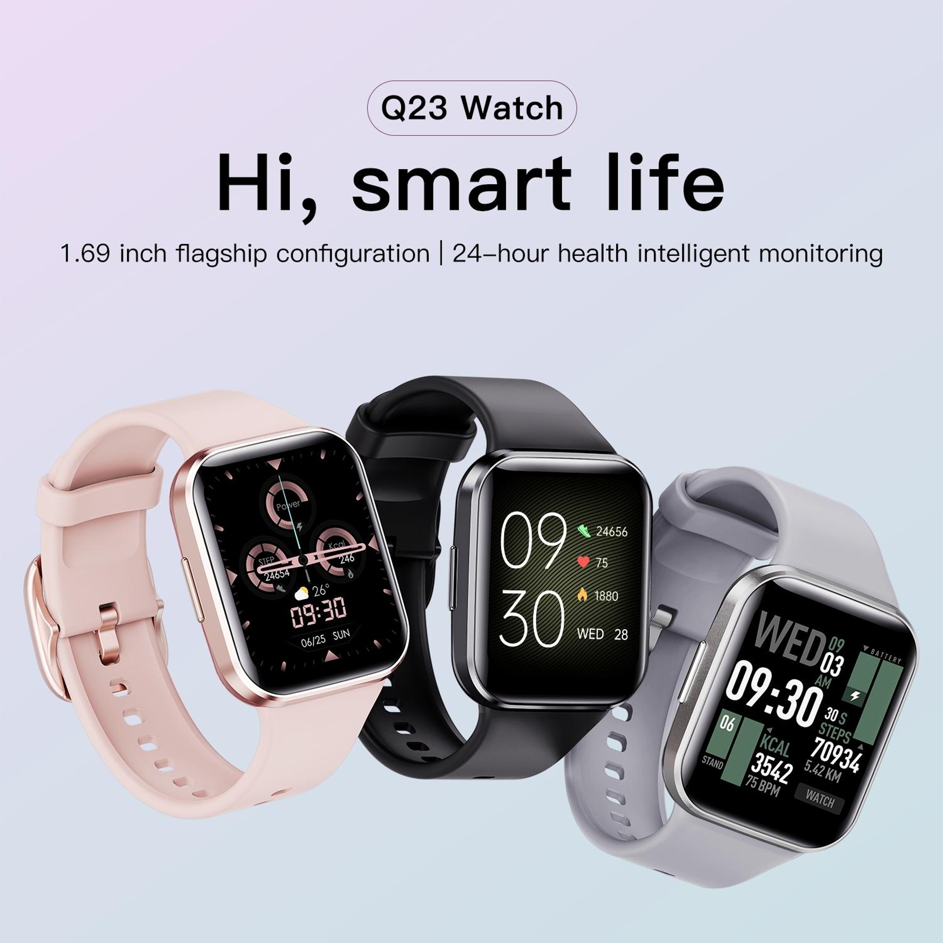 Q23 Smart Fitness Tracker IP67 Waterproof Smart Watch with Heart Rate Monitor for Android iPhone – view 3