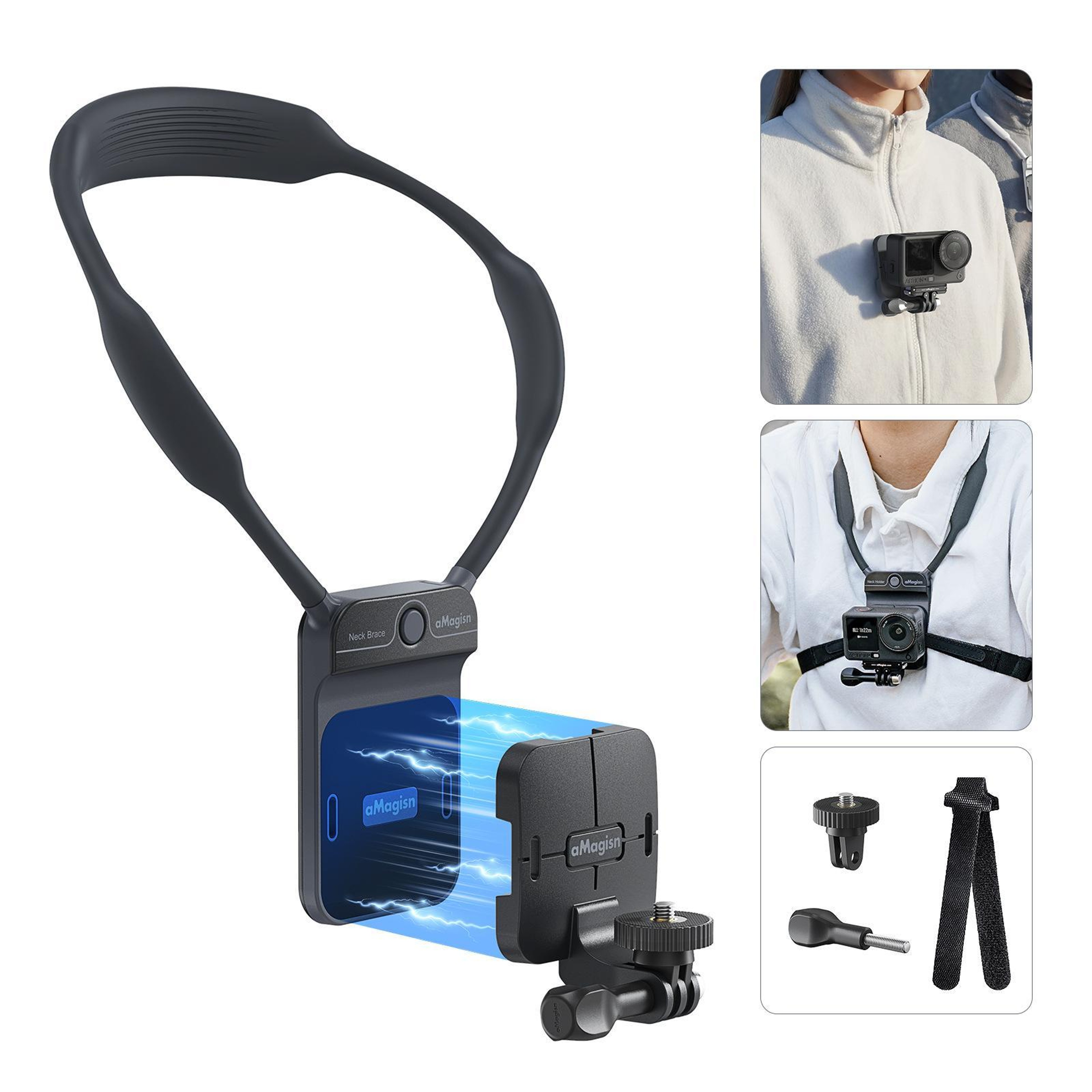 AMagisn Magnetic Neck Mount Hands Free POV Camera Mount for GoPro Insta360 and Smartphones – view 1