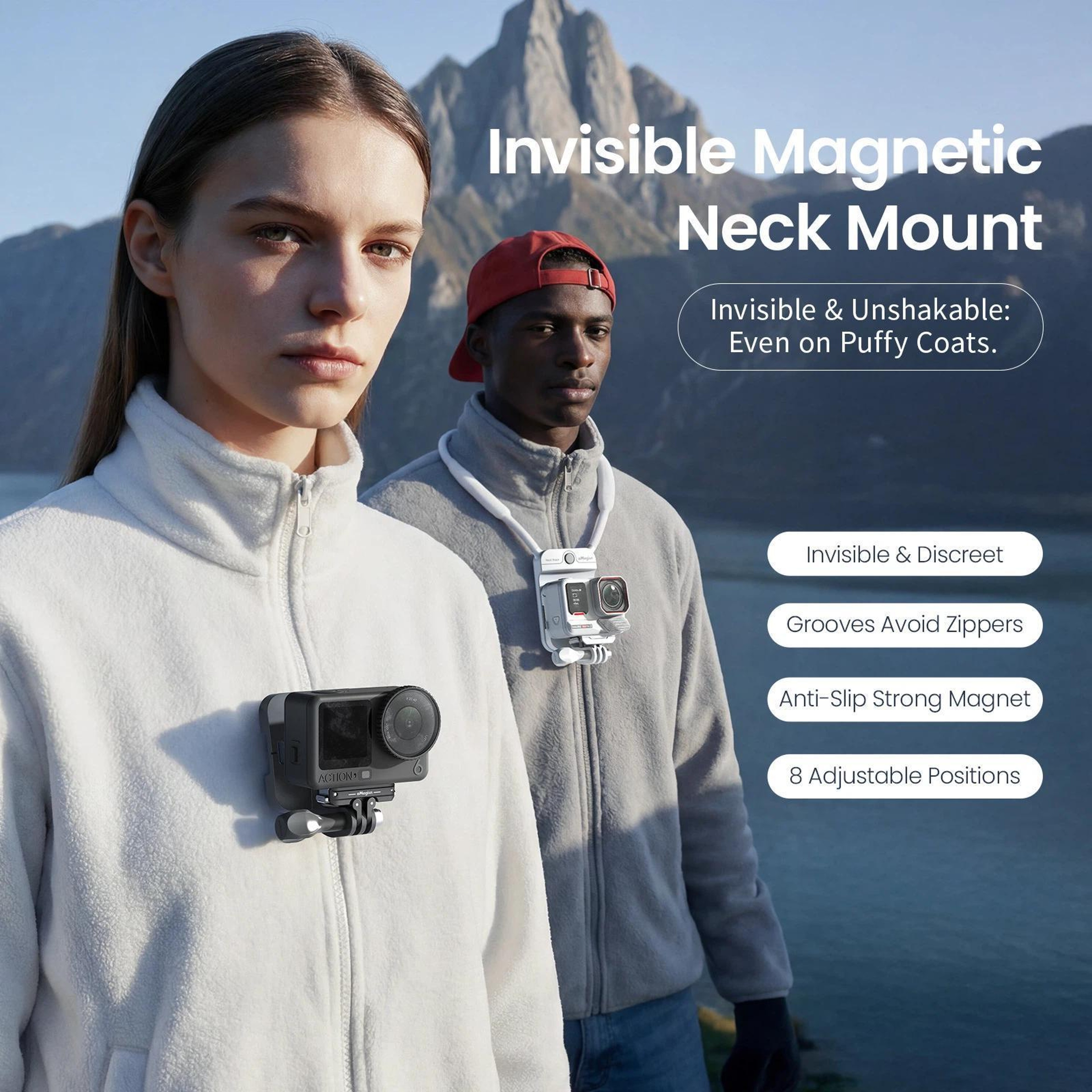 AMagisn Magnetic Neck Mount Hands Free POV Camera Mount for GoPro Insta360 and Smartphones – view 2