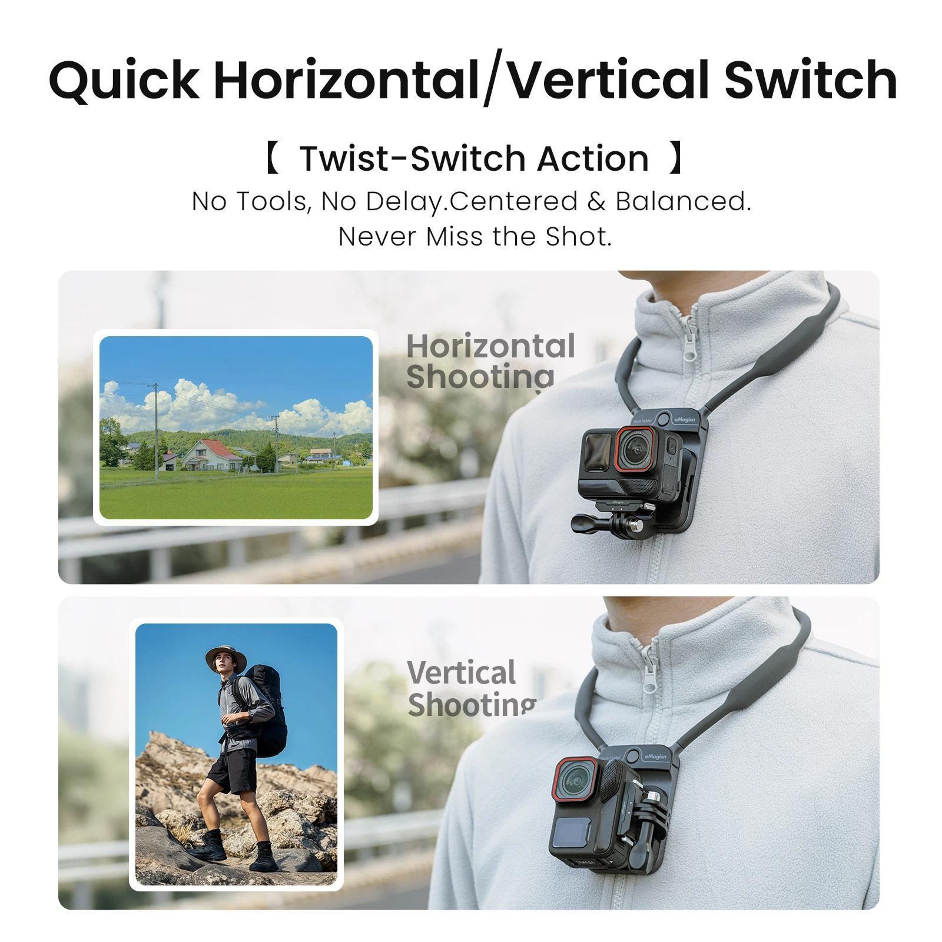 AMagisn Magnetic Neck Mount Hands Free POV Camera Mount for GoPro Insta360 and Smartphones – view 7