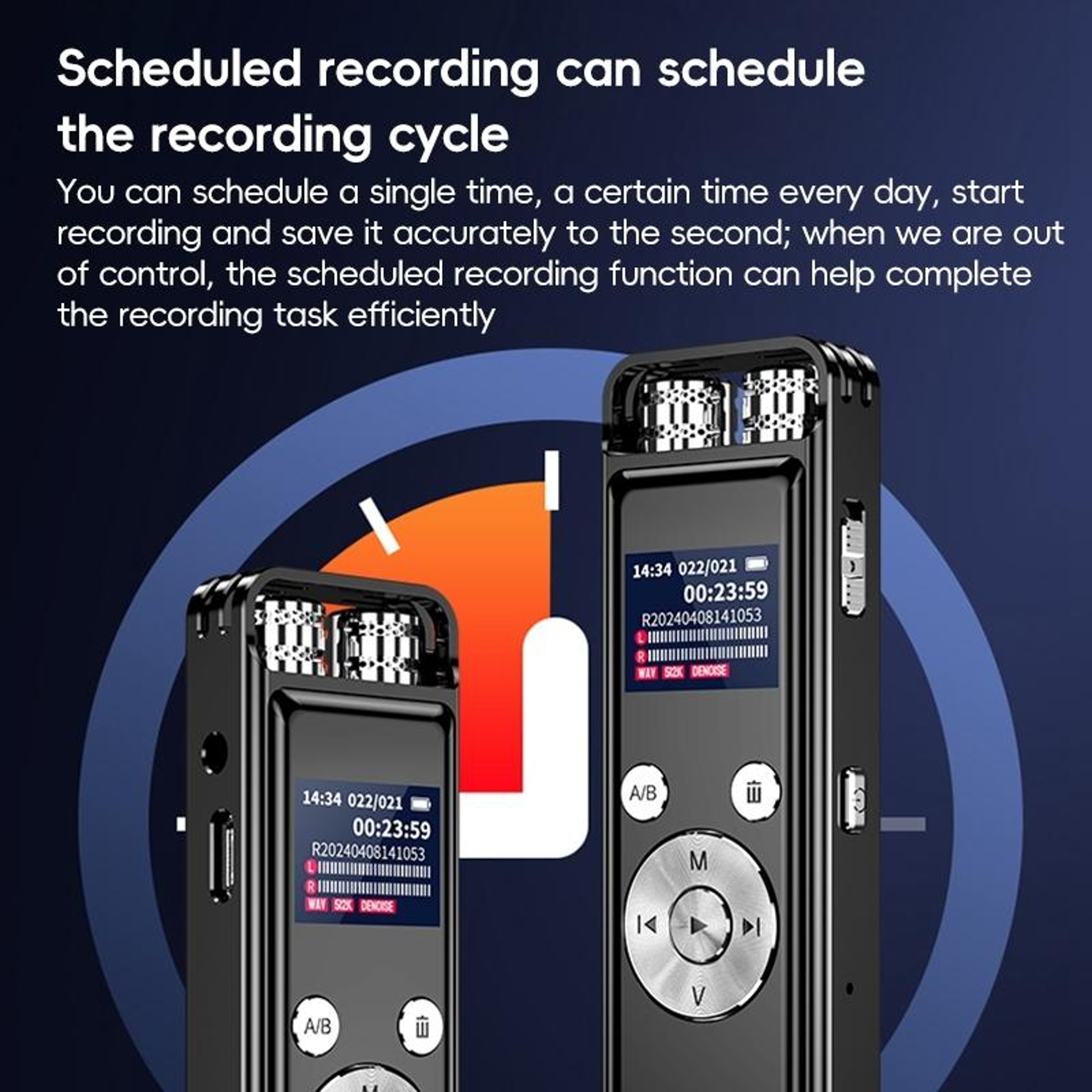 ZD43B Digital Voice Recorder 32GB With AI Noise Reduction Dual Microphone Audio Recorder 5