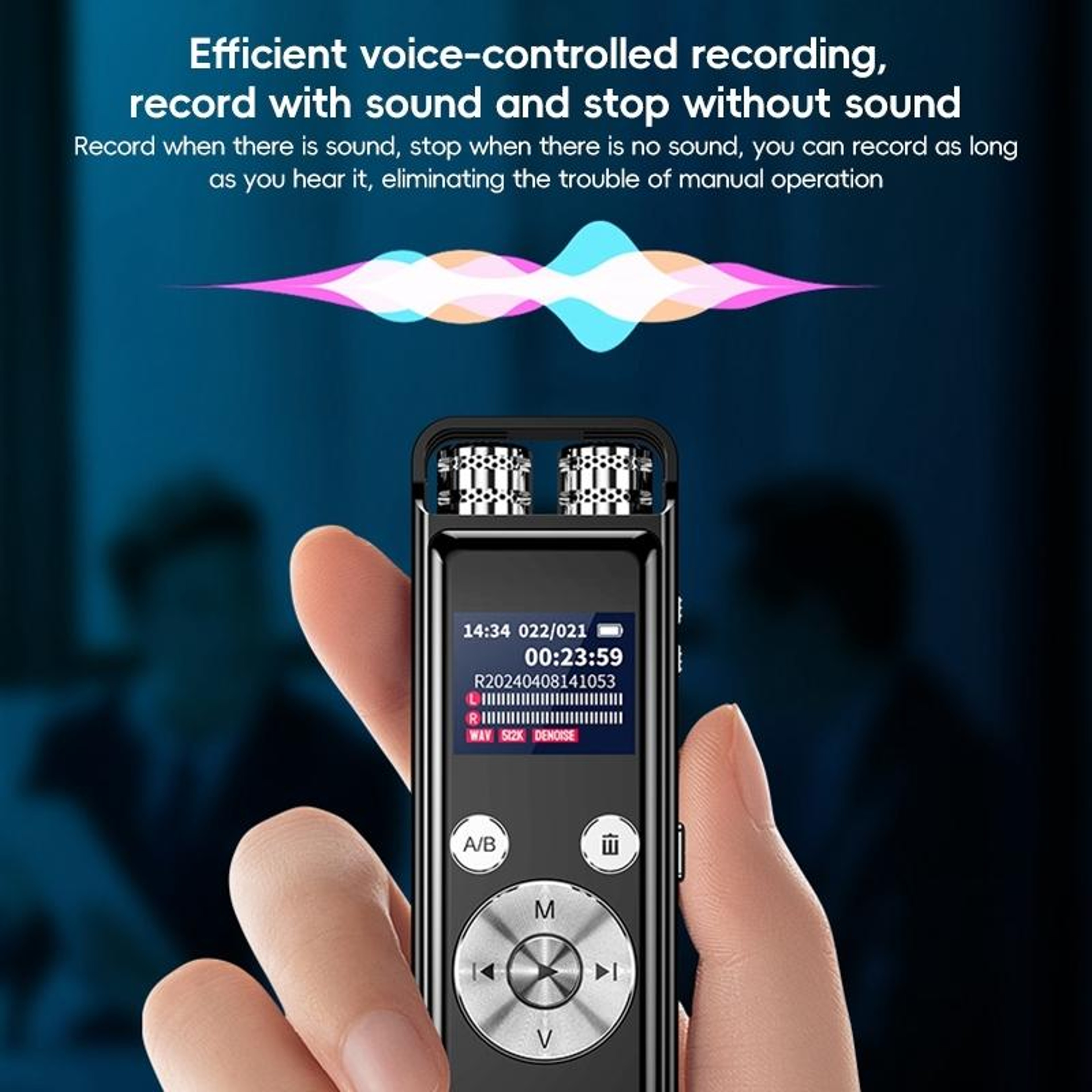 ZD43B Digital Voice Recorder 32GB With AI Noise Reduction Dual Microphone Audio Recorder 13