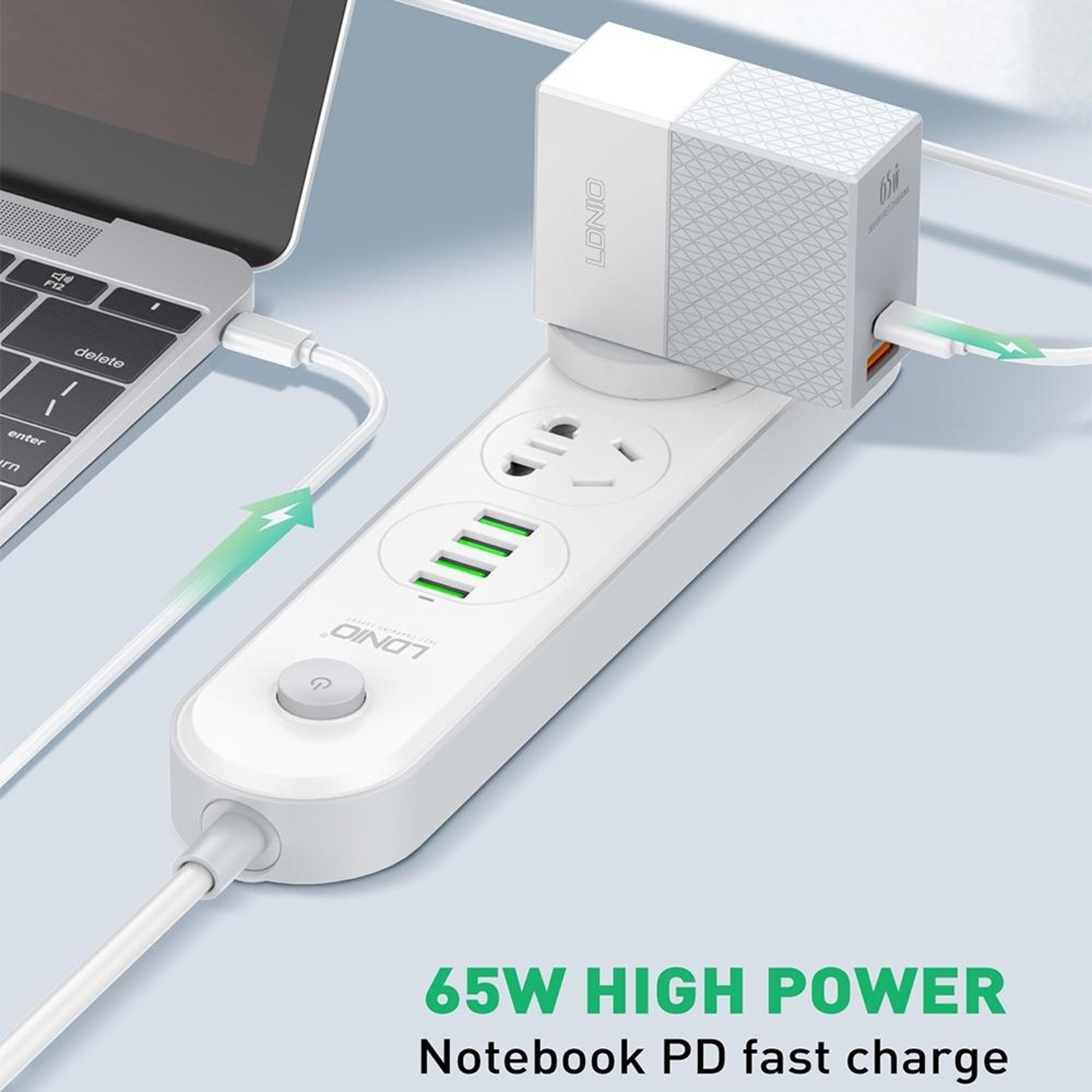 LDNIO 65W USB C Charger PD 30 Fast Wall Travel Charger With USB C Cable US Plug 3